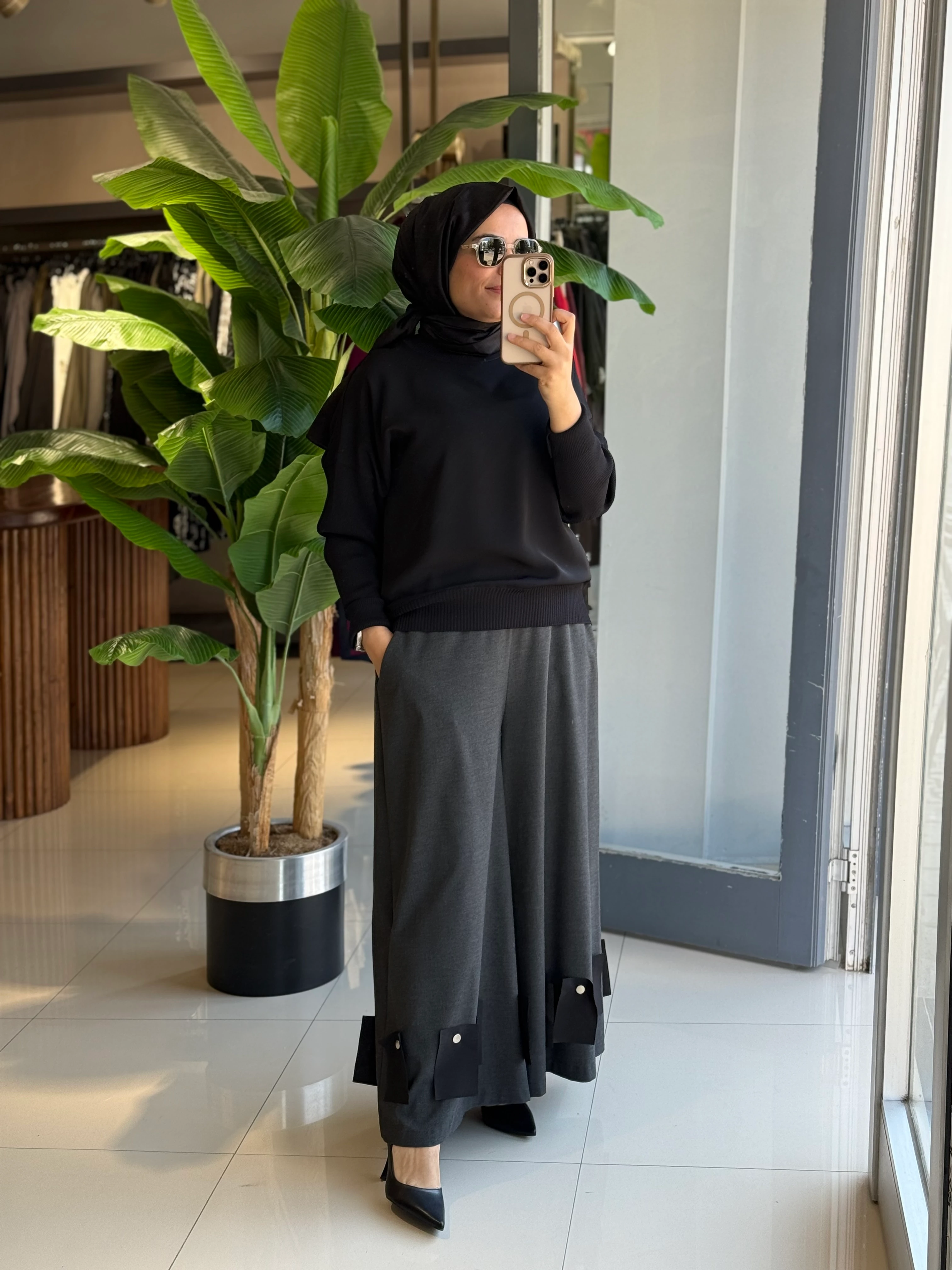 Ghisa Bol Paça Gri Pantolon