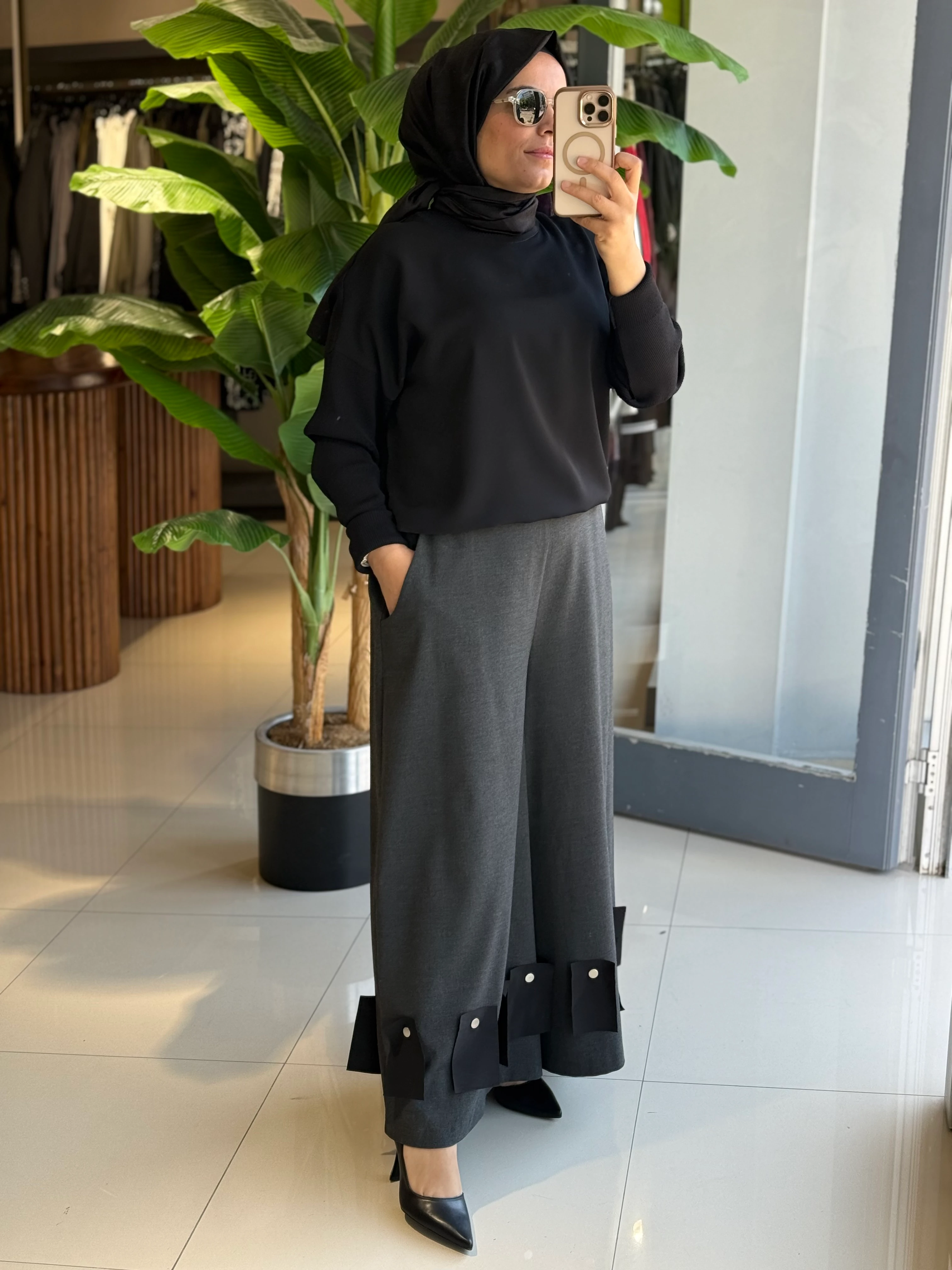 Ghisa Bol Paça Gri Pantolon