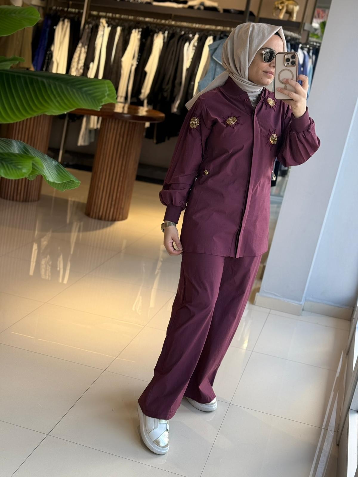 Missemramiss Paraşüt Kumaş Bordo Takım