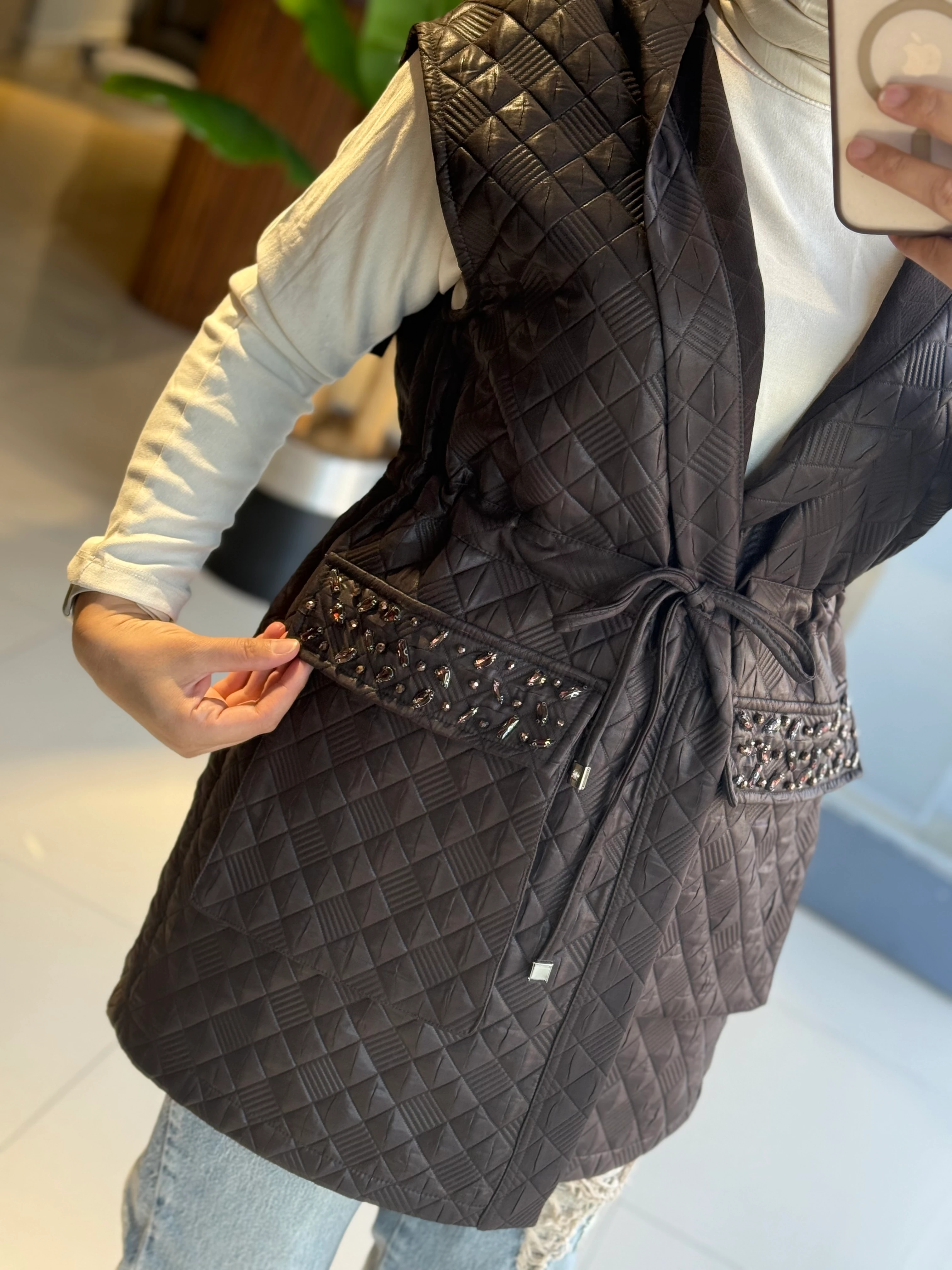 Nuss Kapitone Kahve Yelek