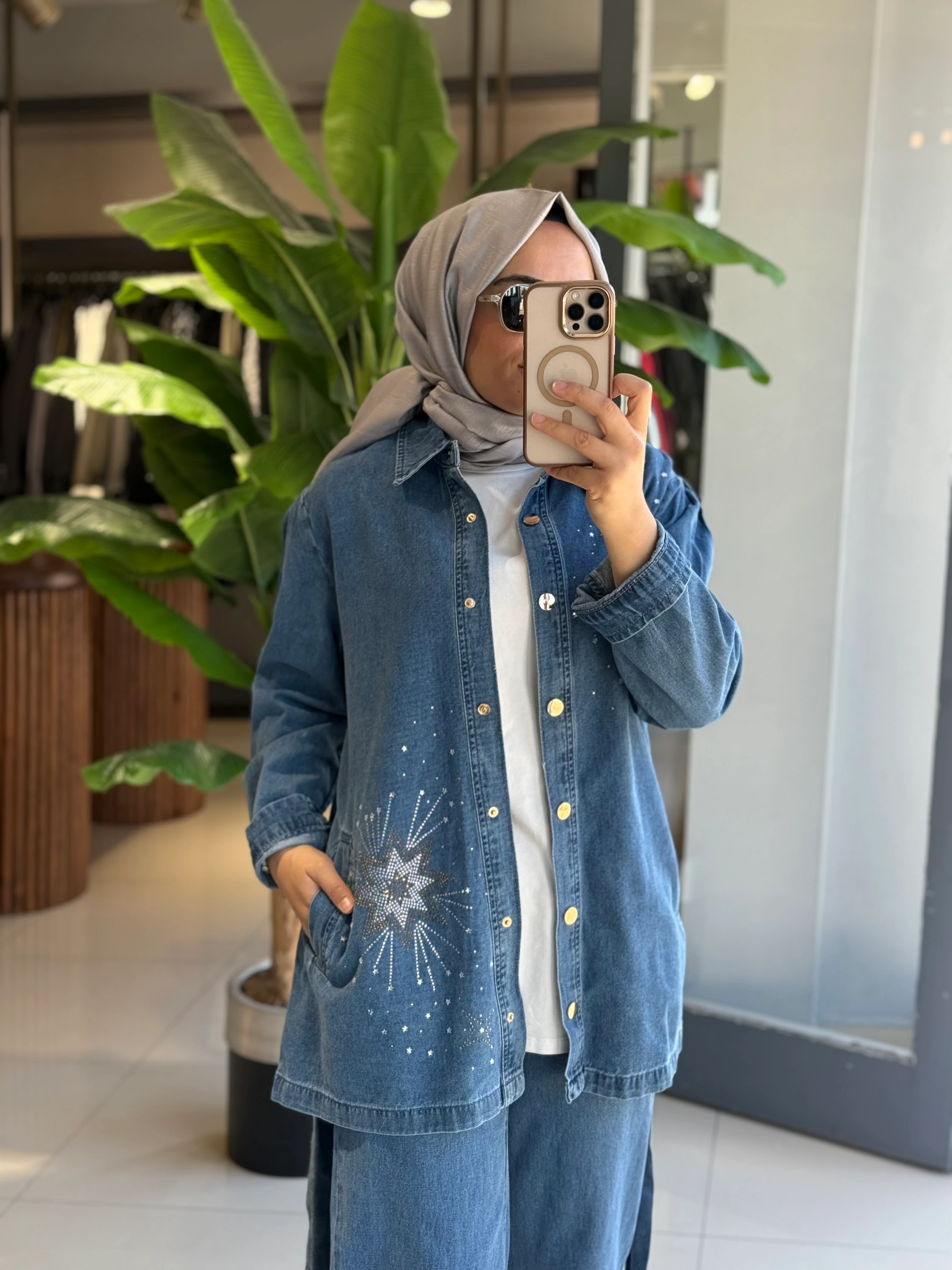 Omelya Taşlı Kot Takım