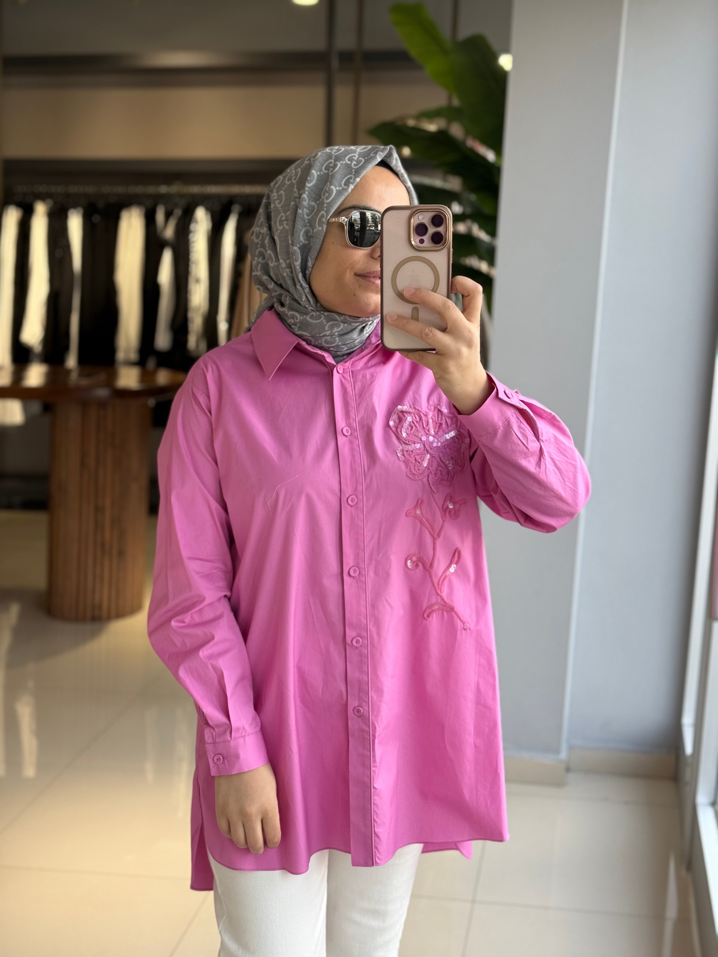 Seçil Store Pembe Gömlek Tunik