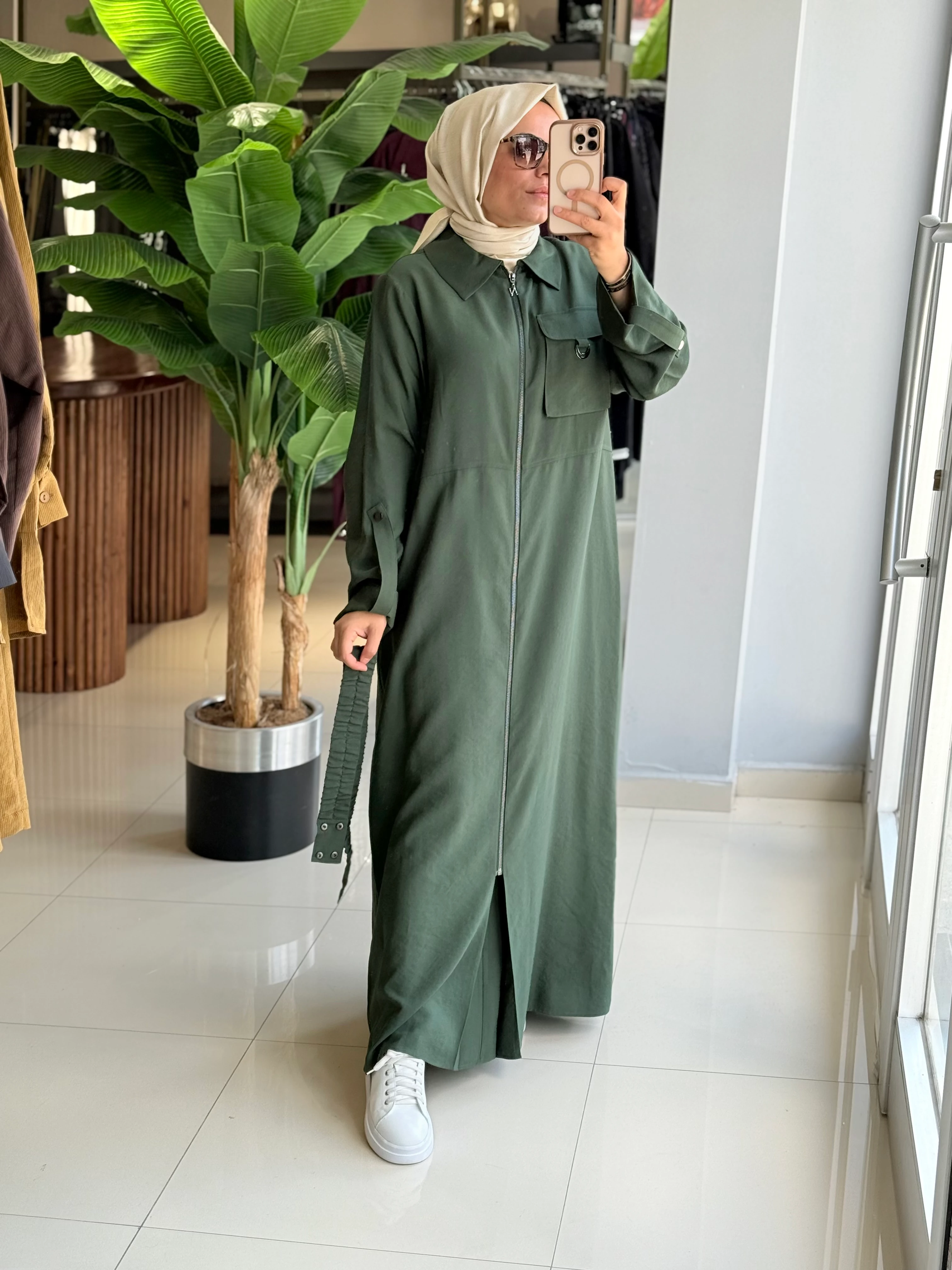 Nuss Yeşil Ferace Elbise