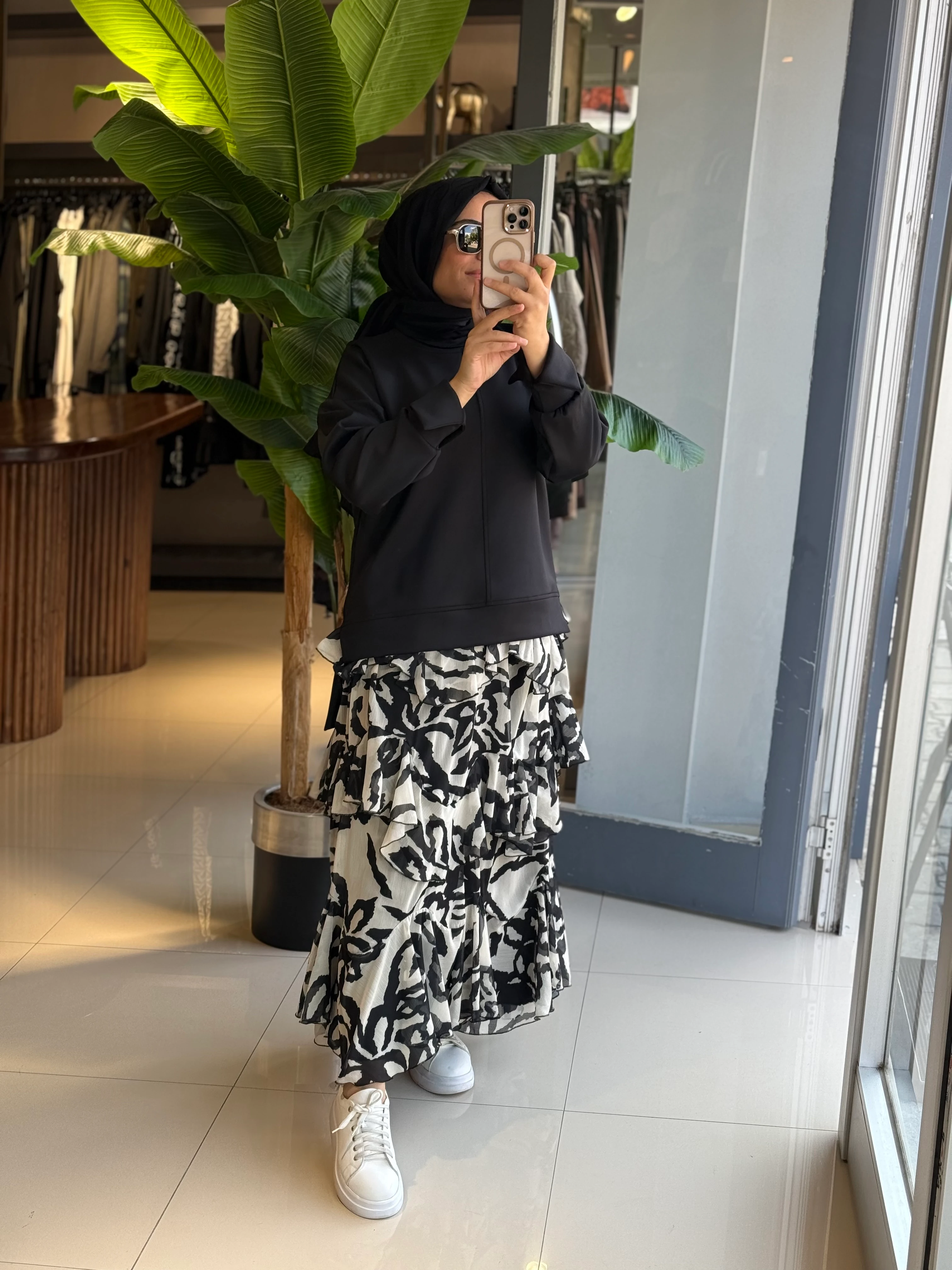 Missemramiss Siyah-Beyaz Amarose Volan Etek