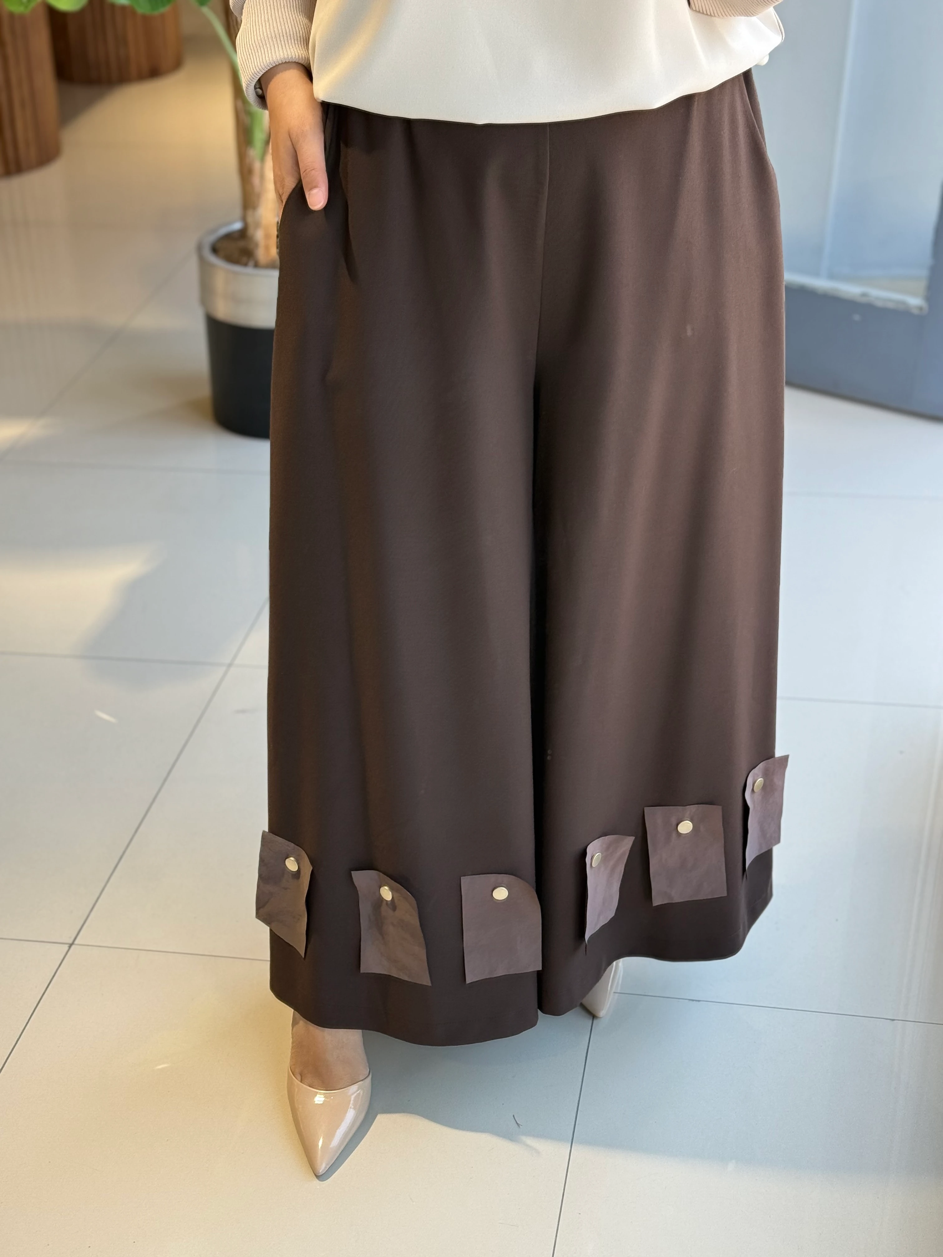 Ghisa Bol Paça Kahve Pantolon