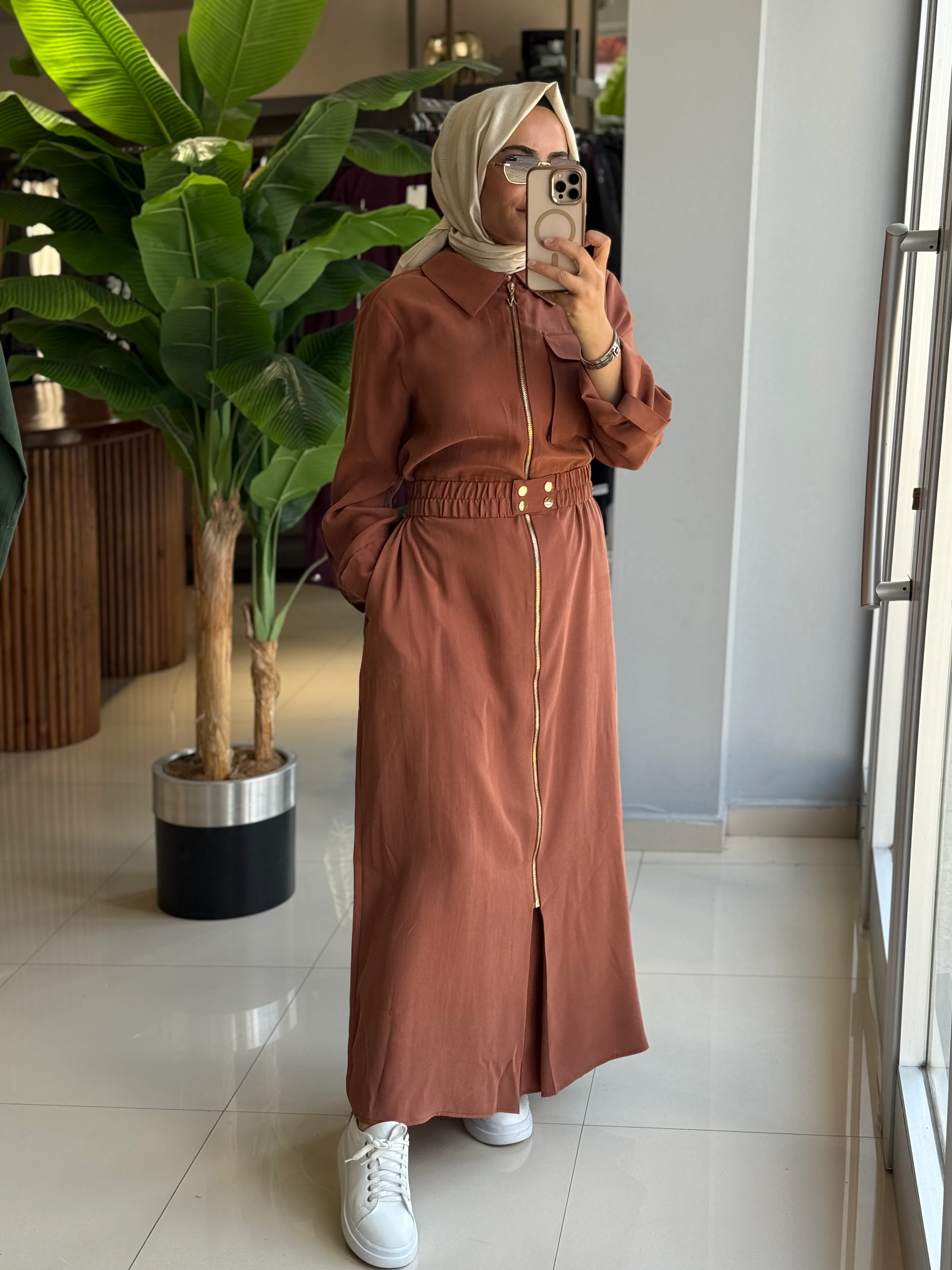 Nuss Kiremit Ferace Elbise