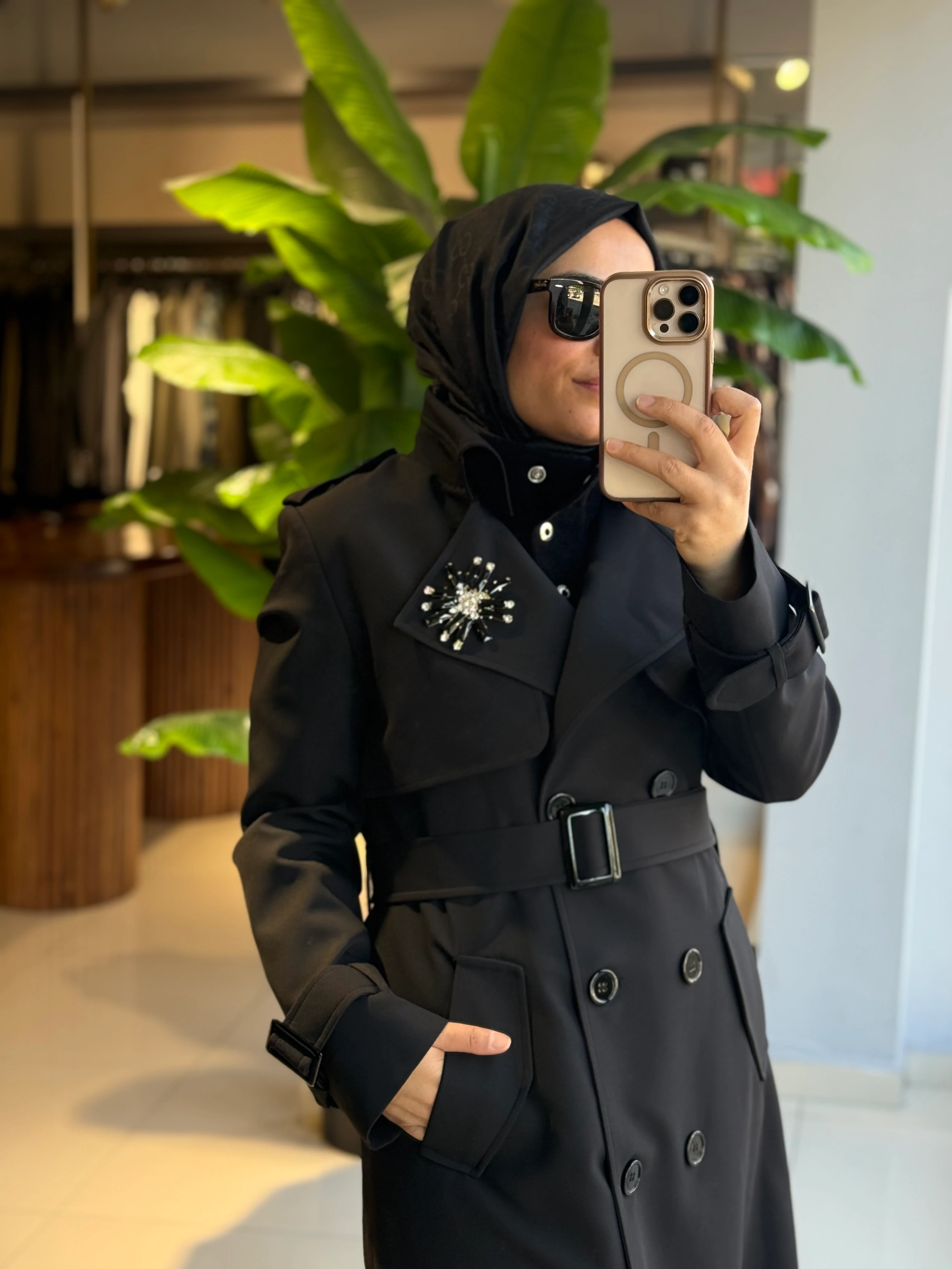 Missemramiss Rose Siyah Trençkot