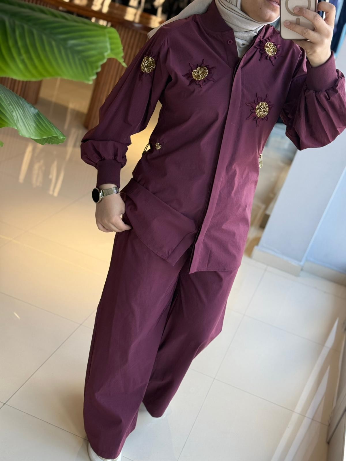 Missemramiss Paraşüt Kumaş Bordo Takım