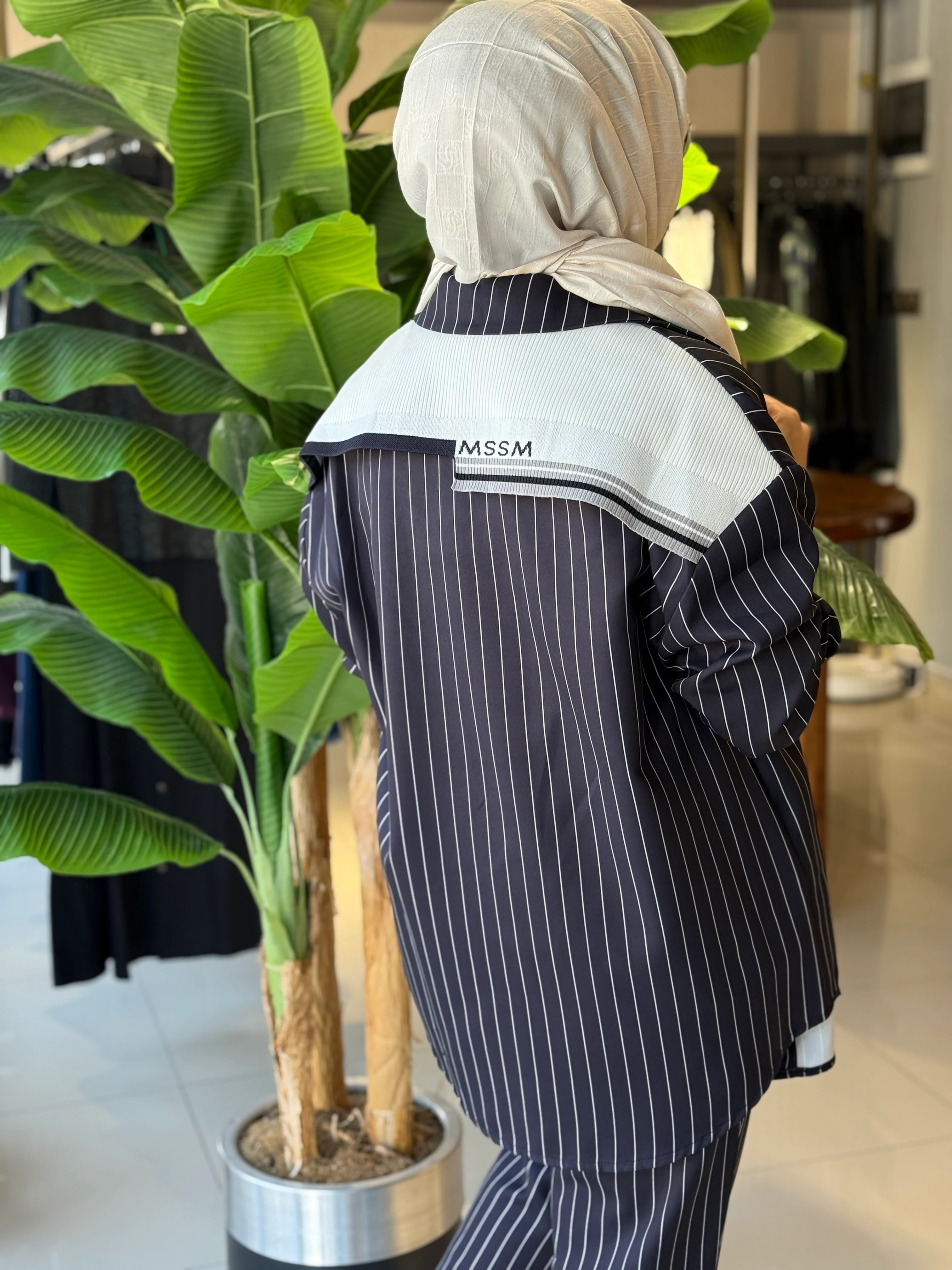 Missemramiss Lacivert Triko Garni Çizgili Takım