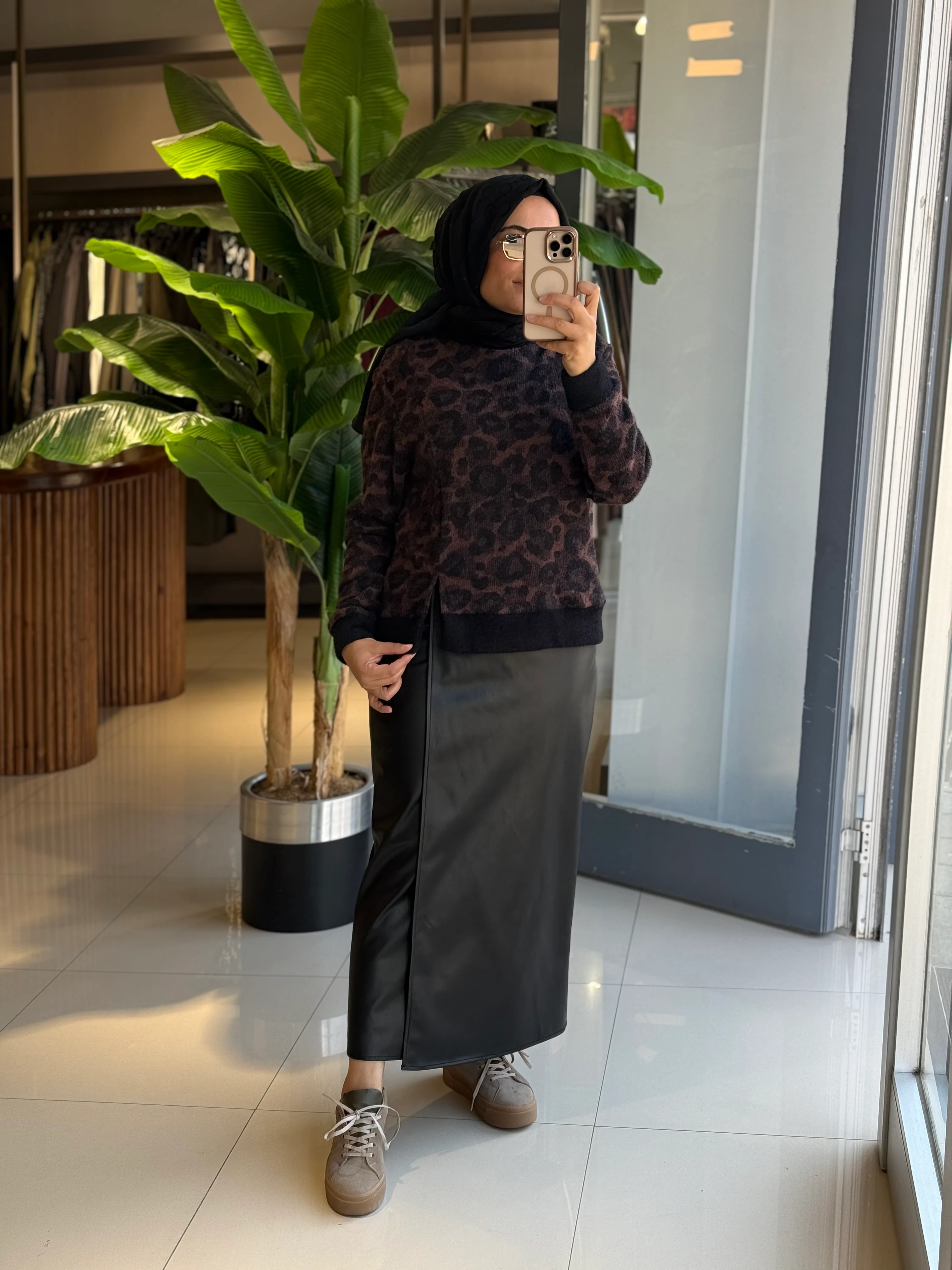 Seçil Store Leopar Desen Kazak