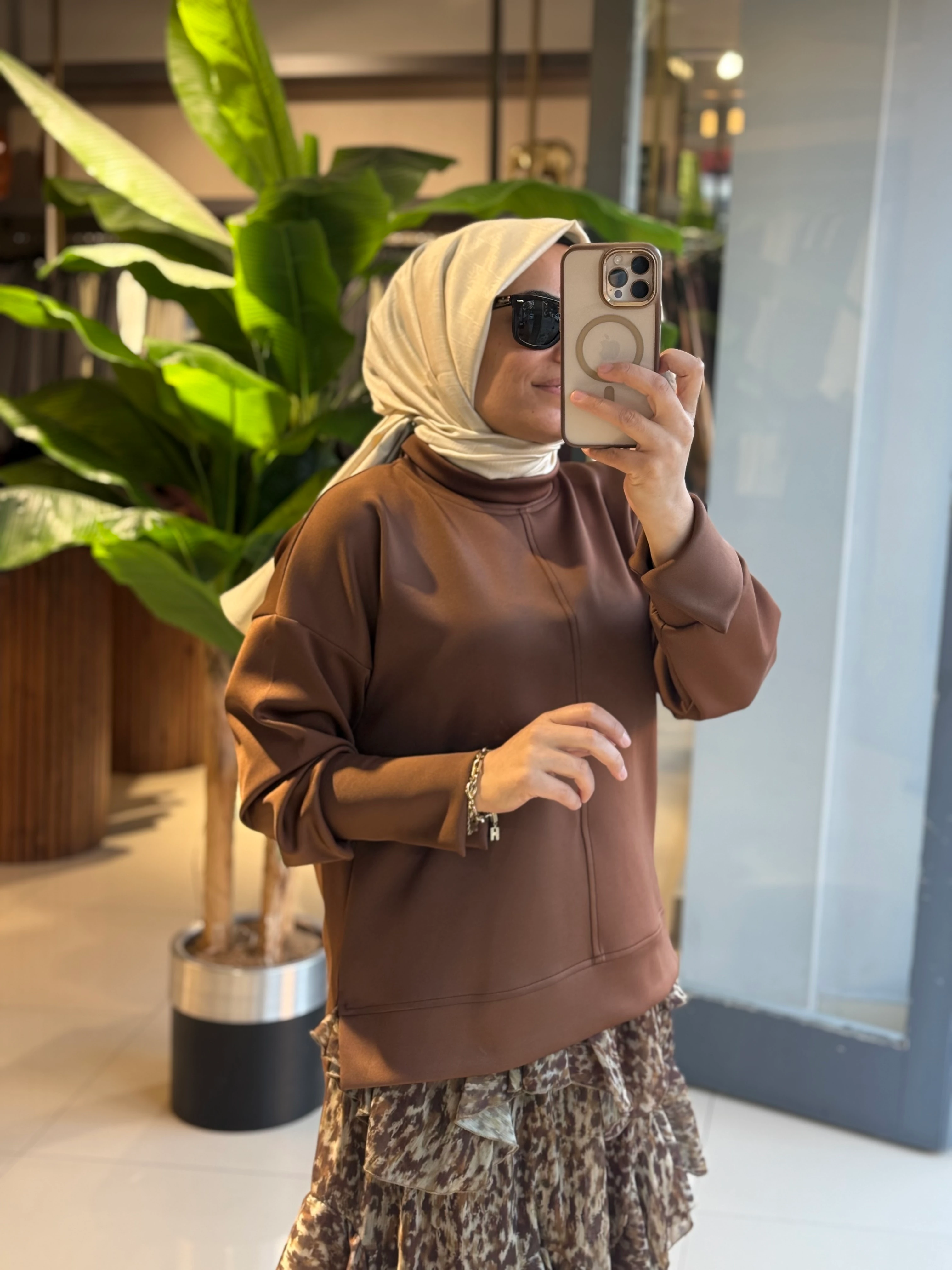 Missemramiss Kahverengi Scuba Bluz