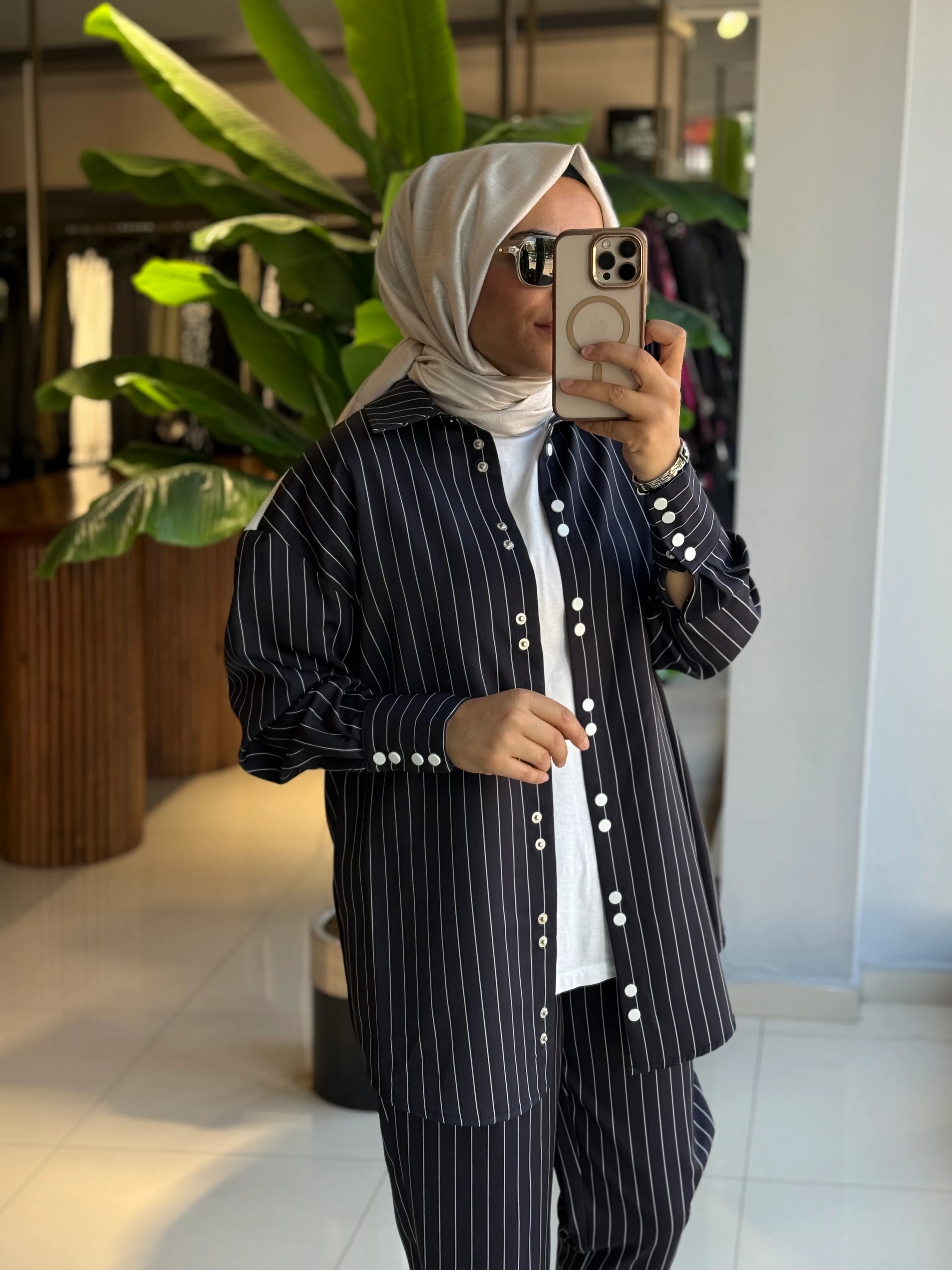 Missemramiss Lacivert Triko Garni Çizgili Takım