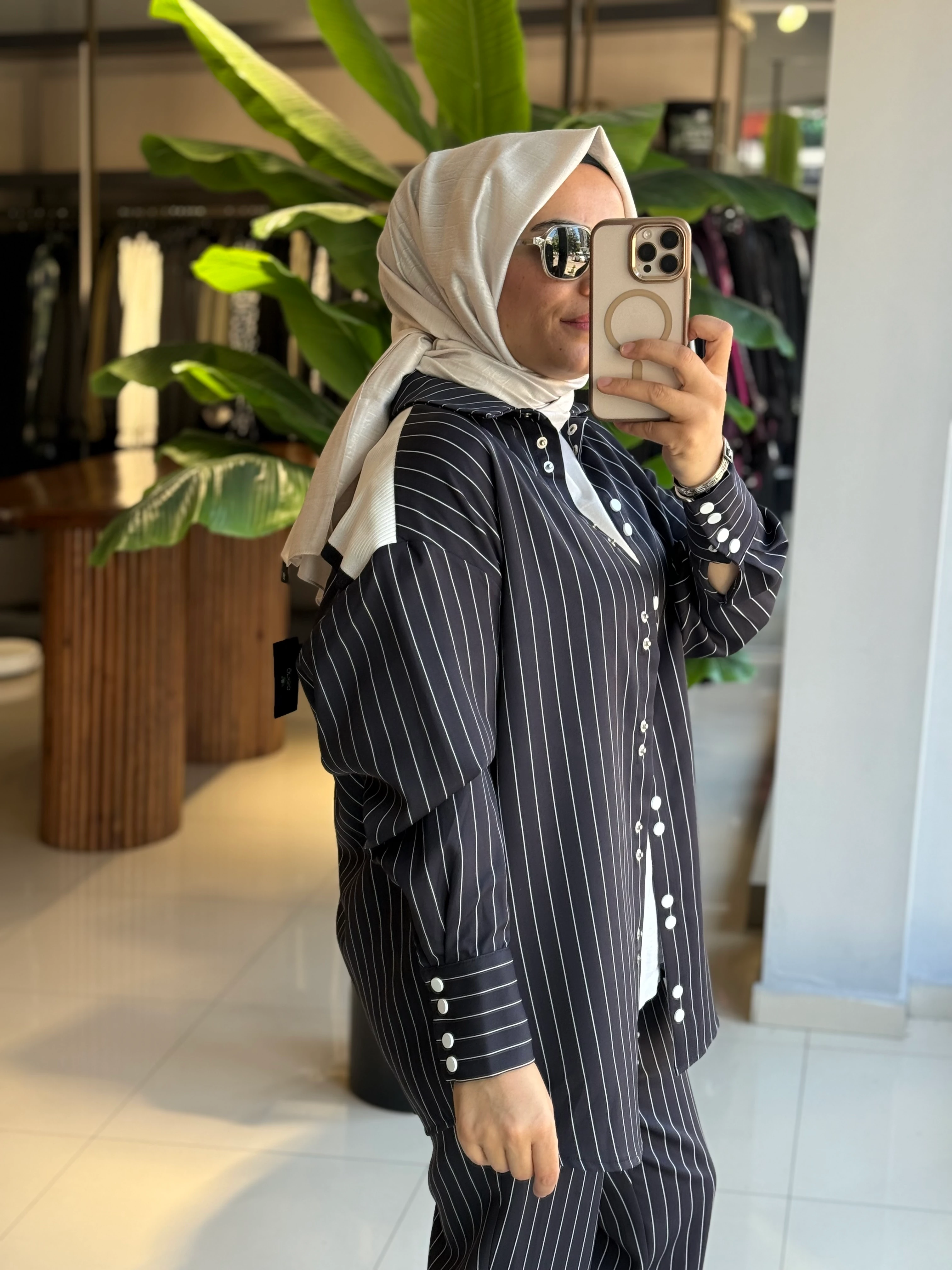 Missemramiss Lacivert Triko Garni Çizgili Takım