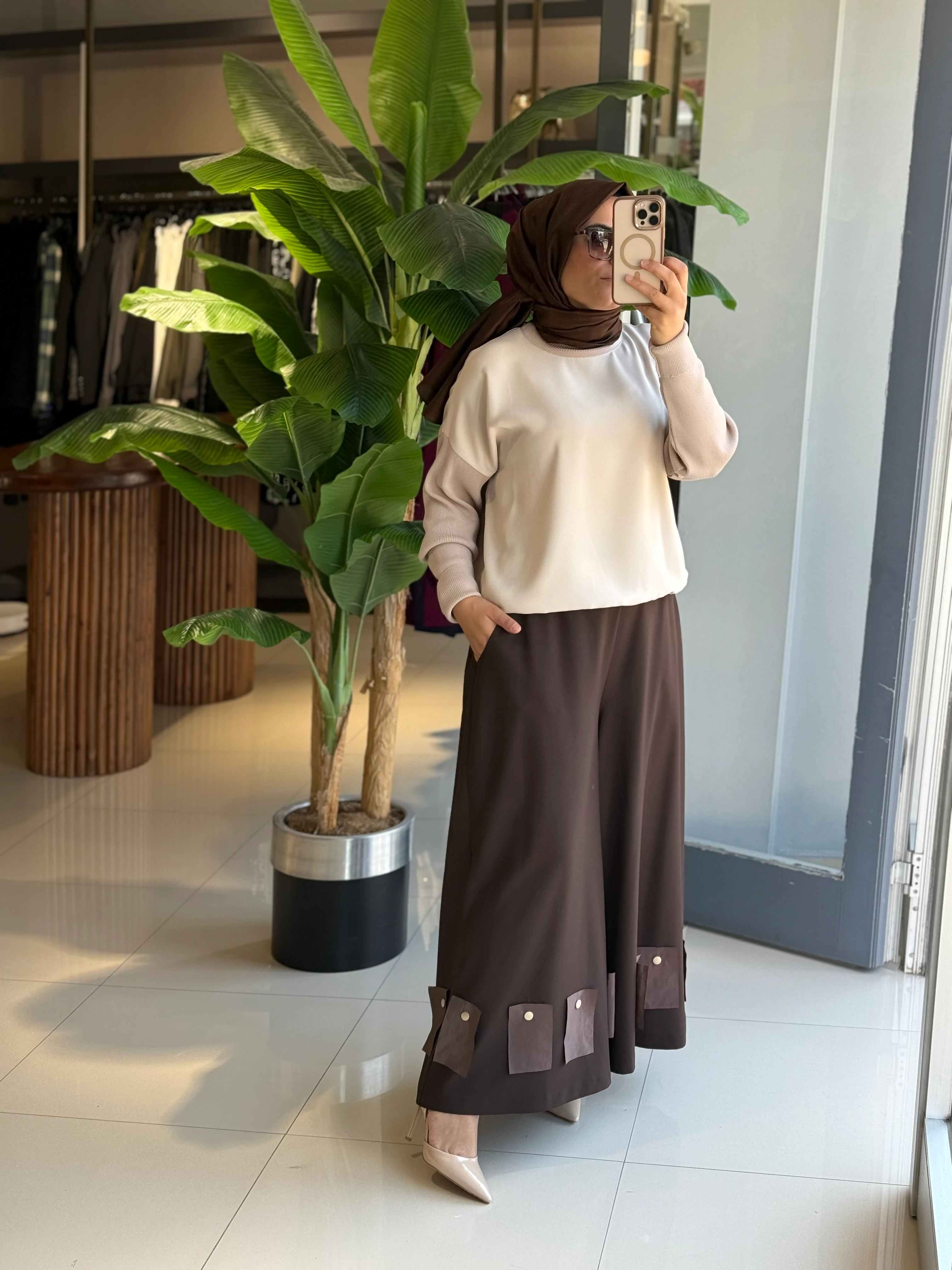 Ghisa Bol Paça Kahve Pantolon