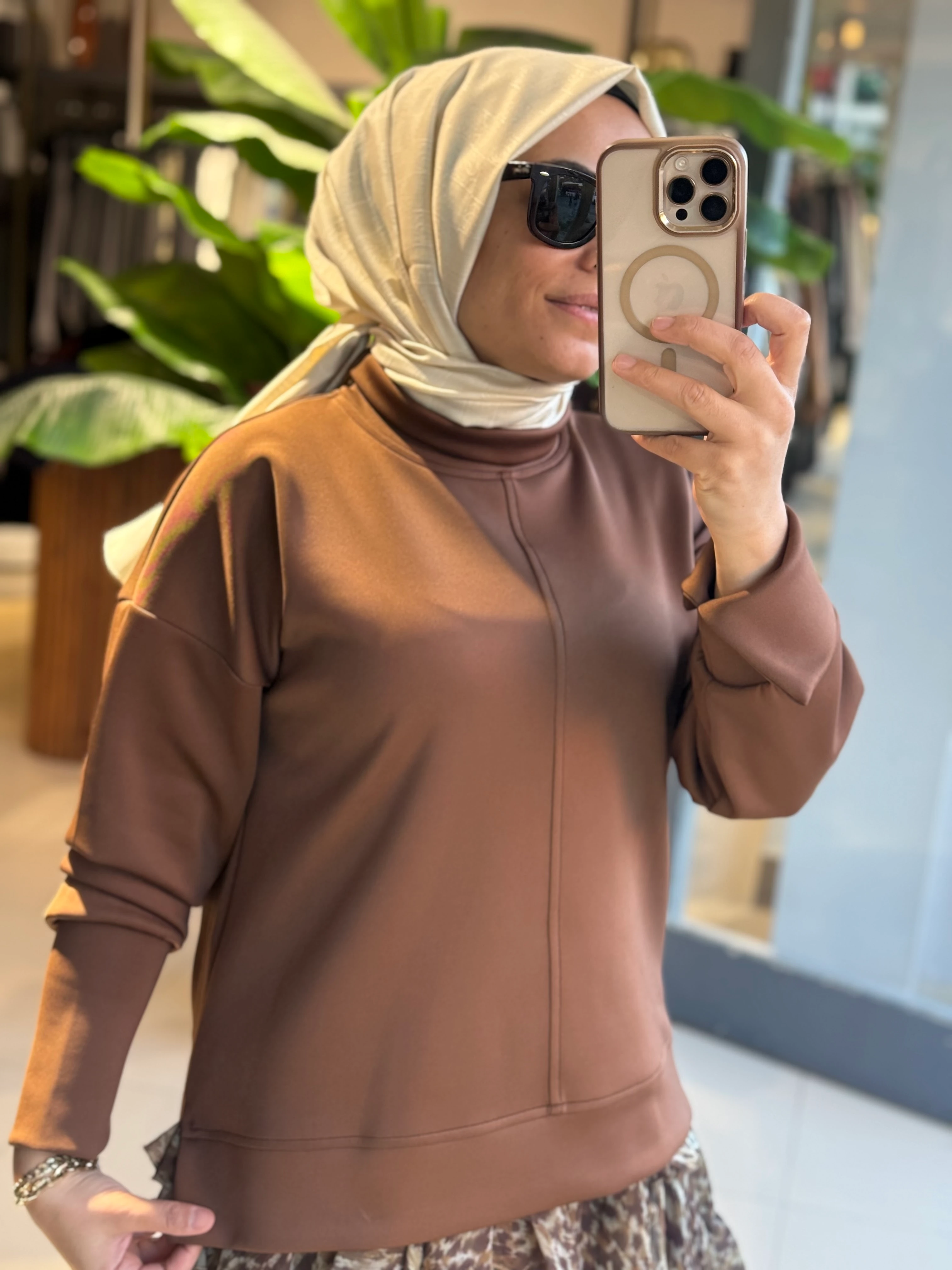 Missemramiss Kahverengi Scuba Bluz