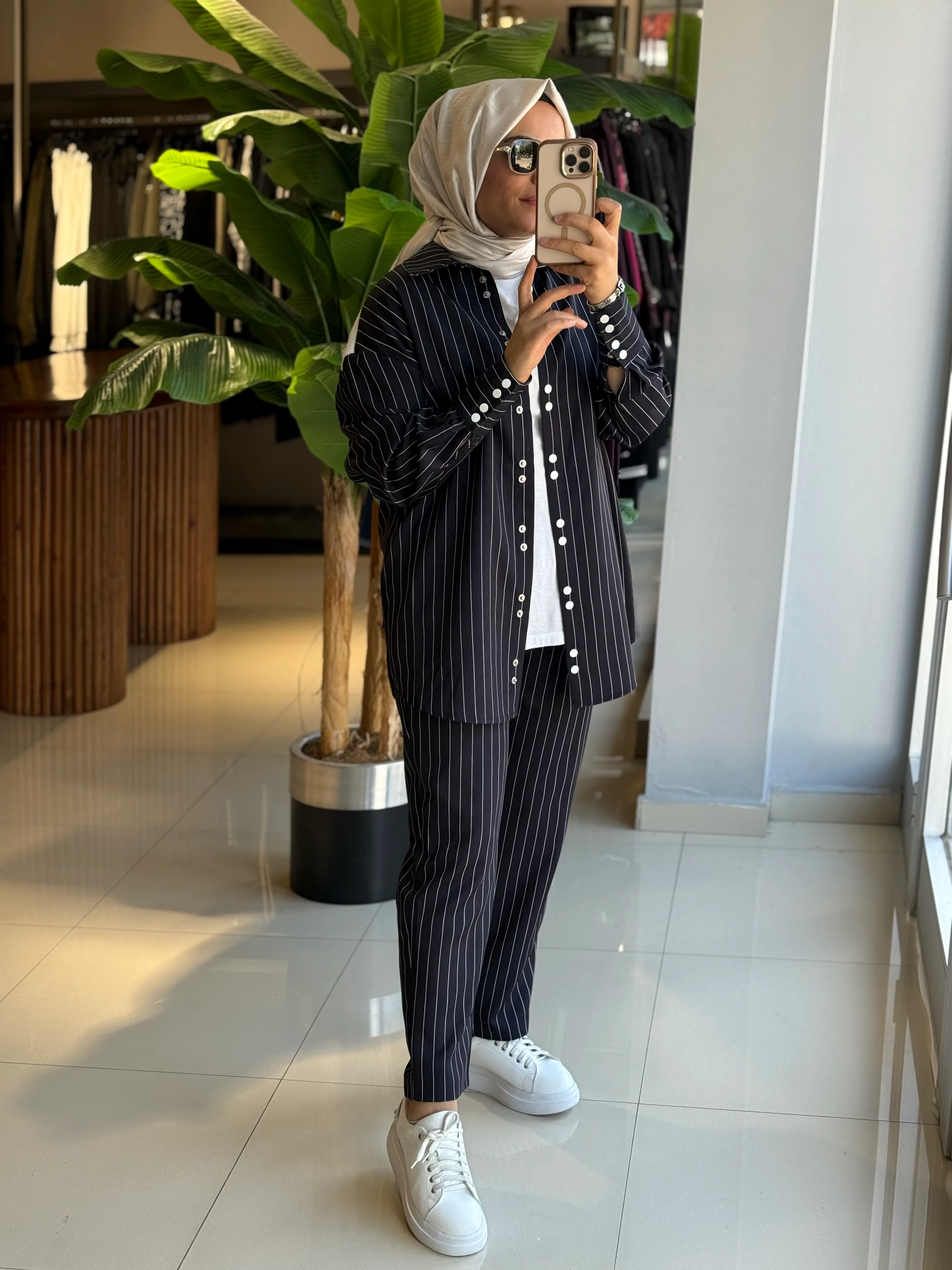 Missemramiss Lacivert Triko Garni Çizgili Takım