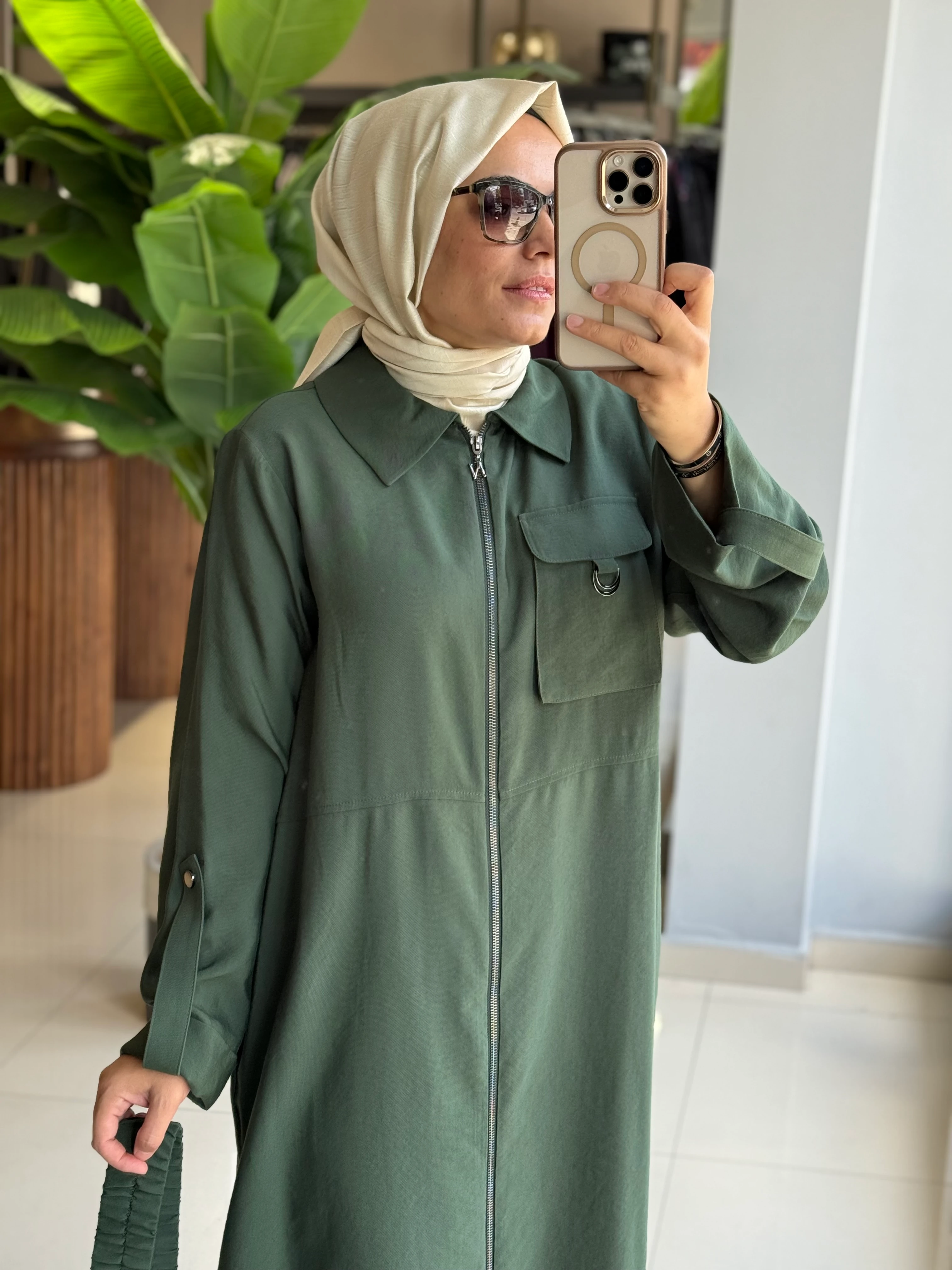 Nuss Yeşil Ferace Elbise