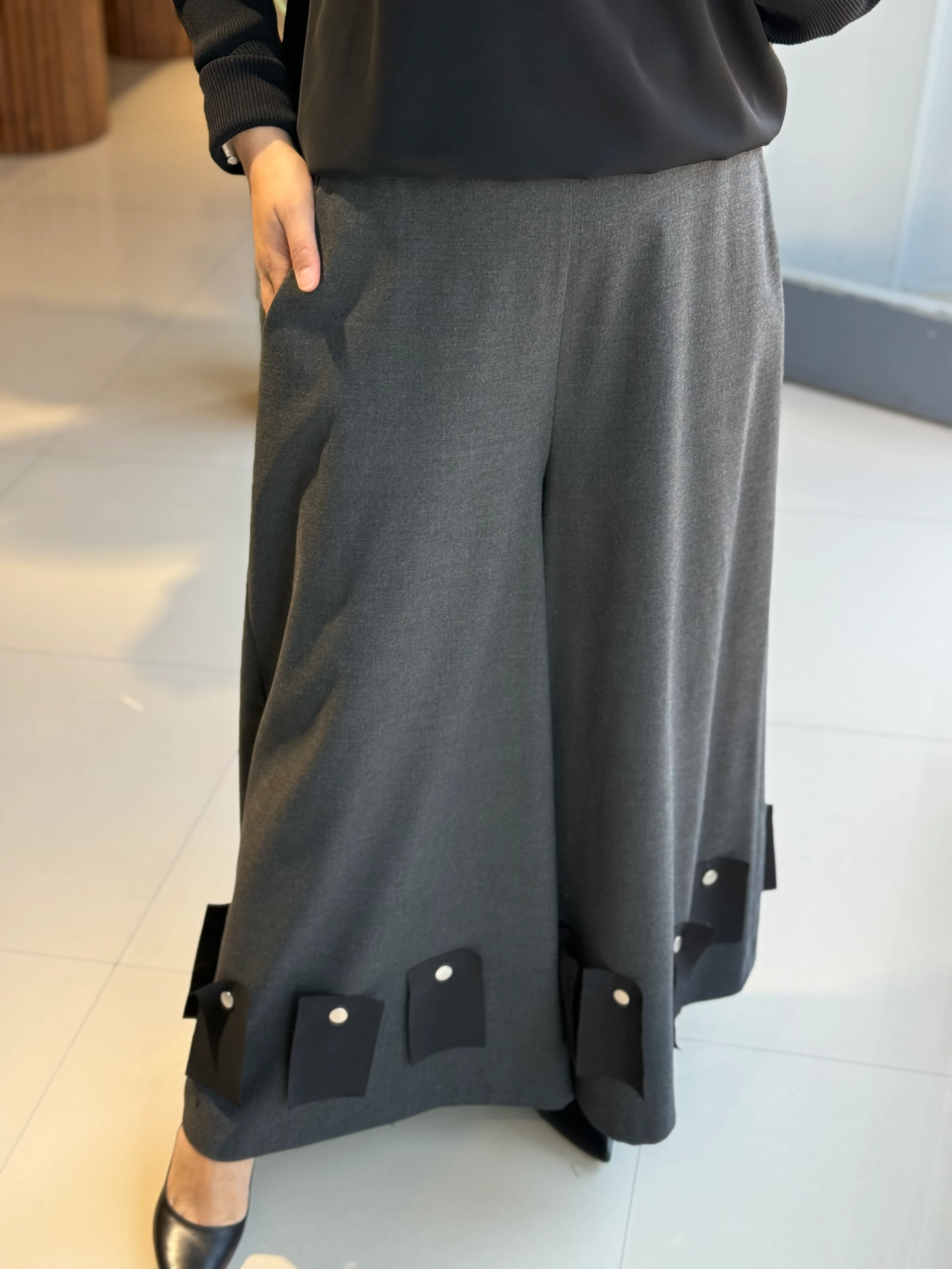 Ghisa Bol Paça Gri Pantolon