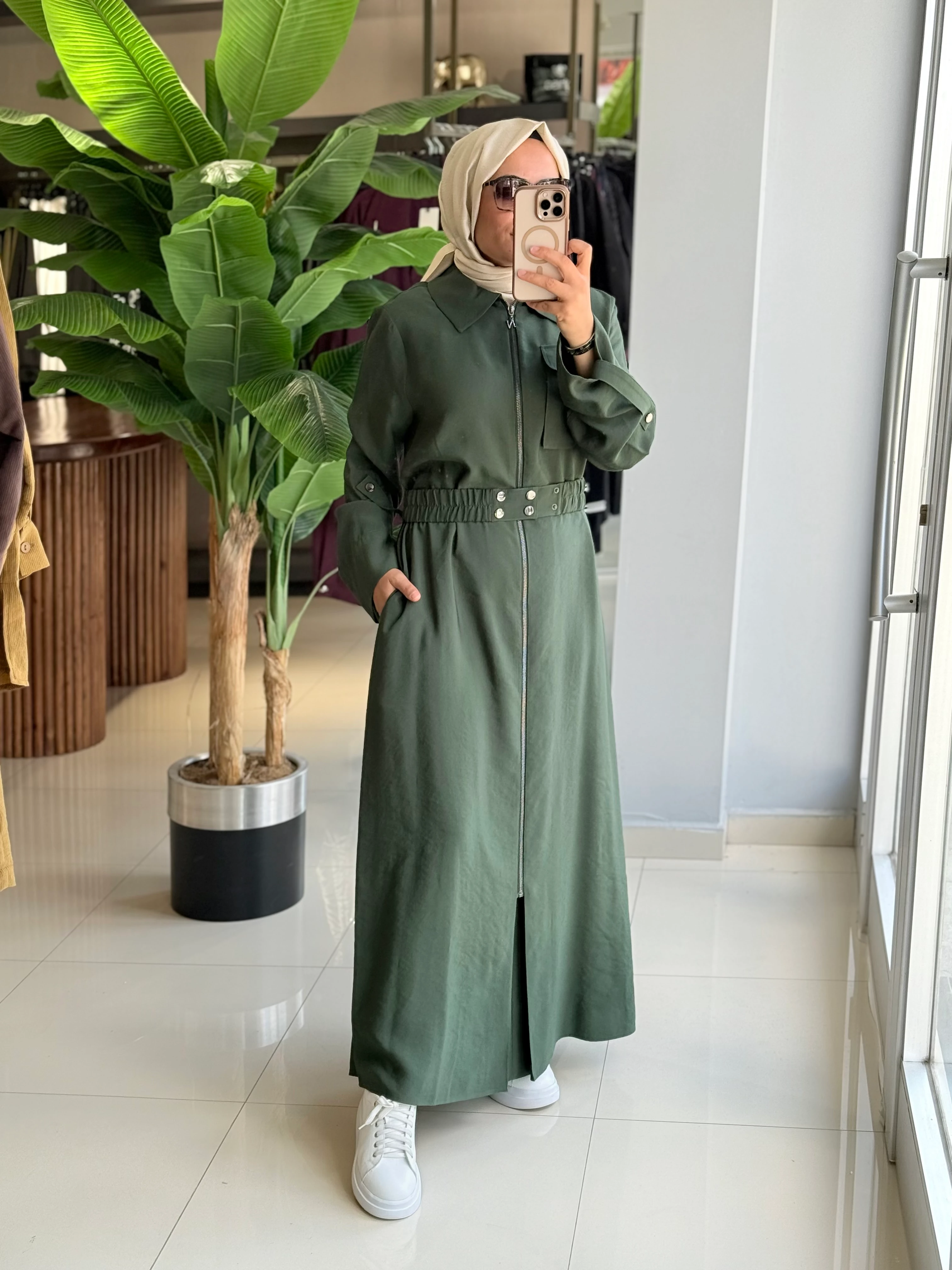 Nuss Yeşil Ferace Elbise