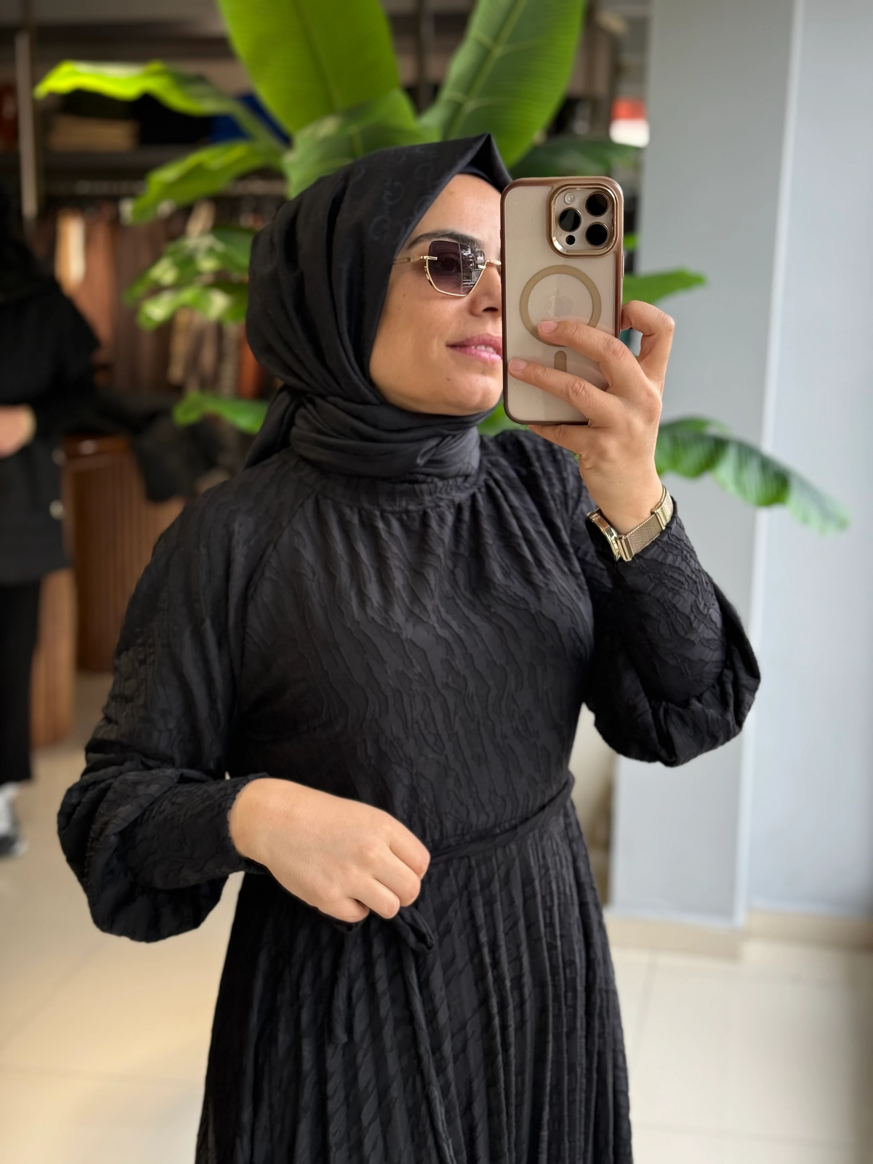 My312 Jakarlı Plise Elbise