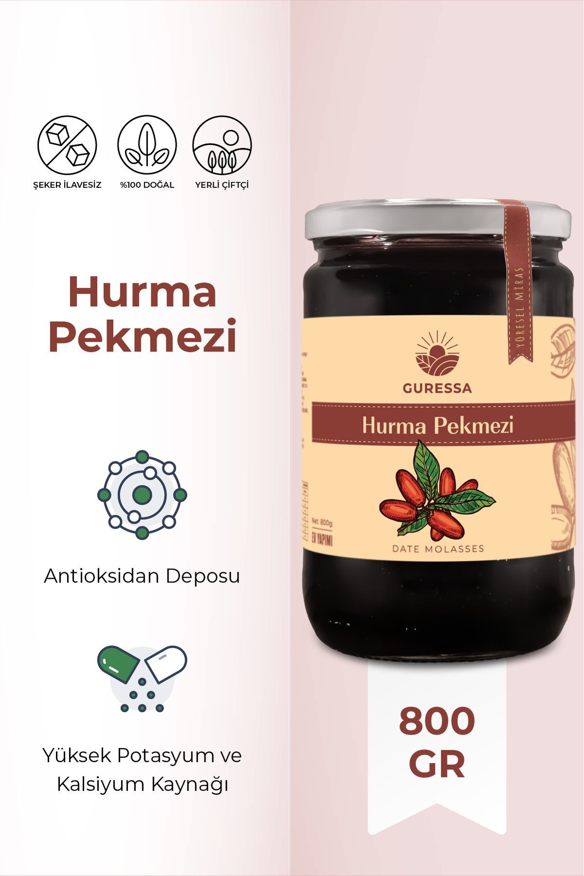 Hurma Pekmezi 800 gr Şeker İlavesiz Ev Yapımı