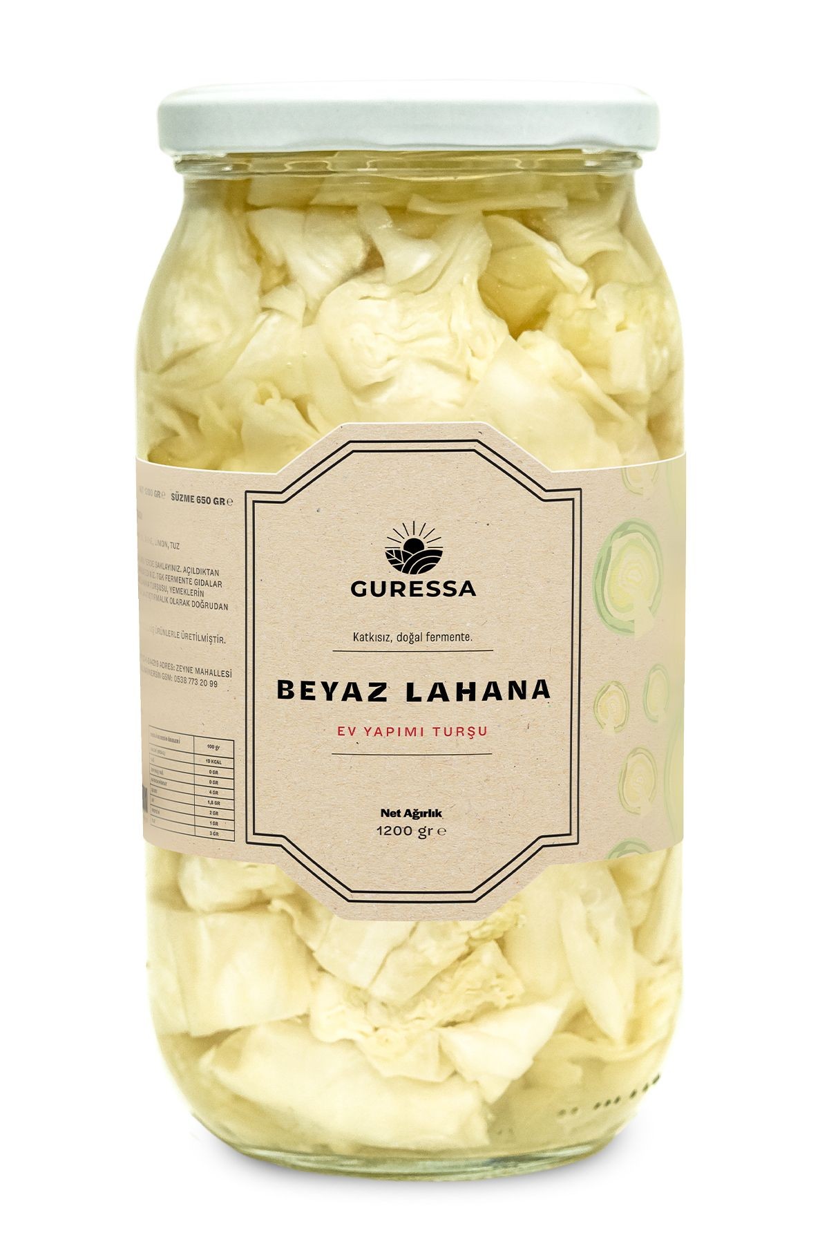 Beyaz Lahana Turşusu 1200 gr Doğal Ev Yapımı