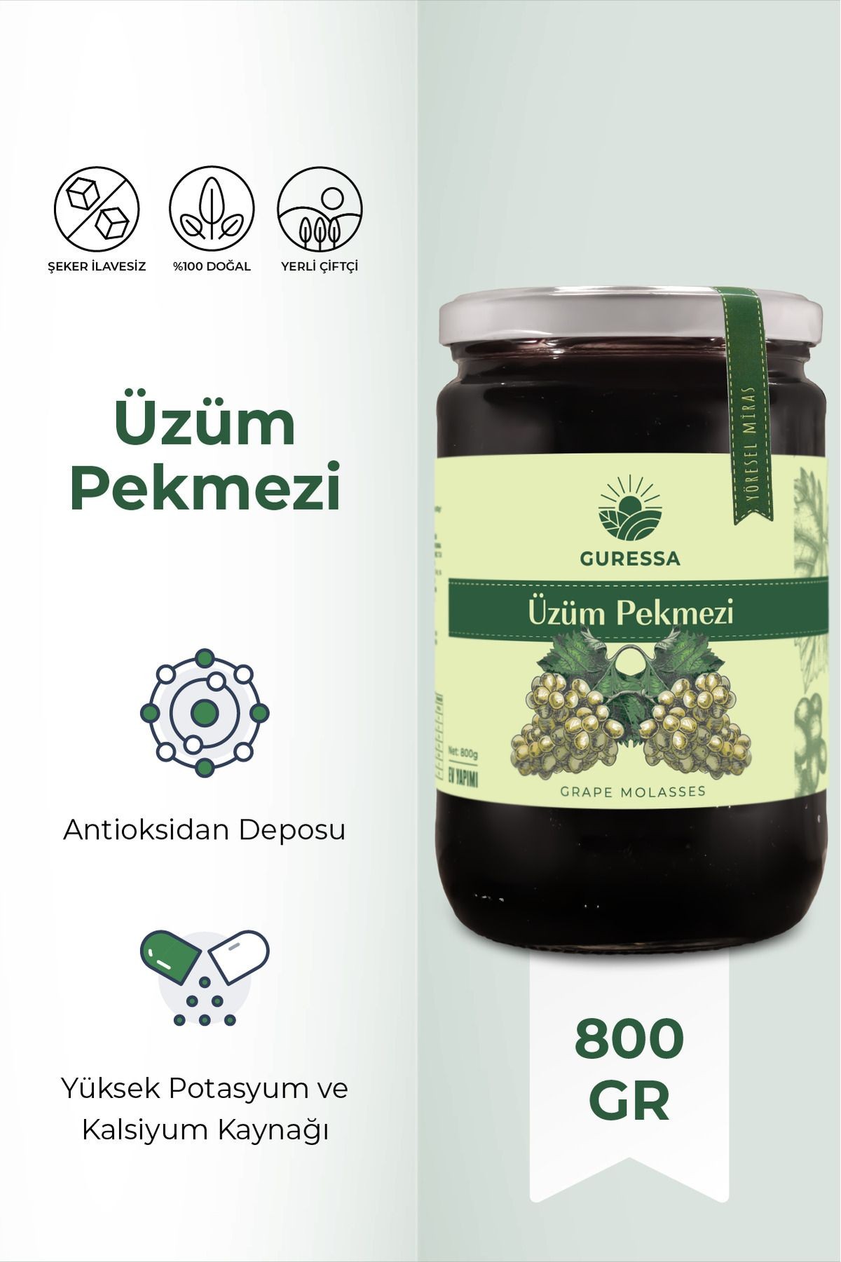 Üzüm Pekmezi 800 gr Şeker İlavesiz Ev Yapımı