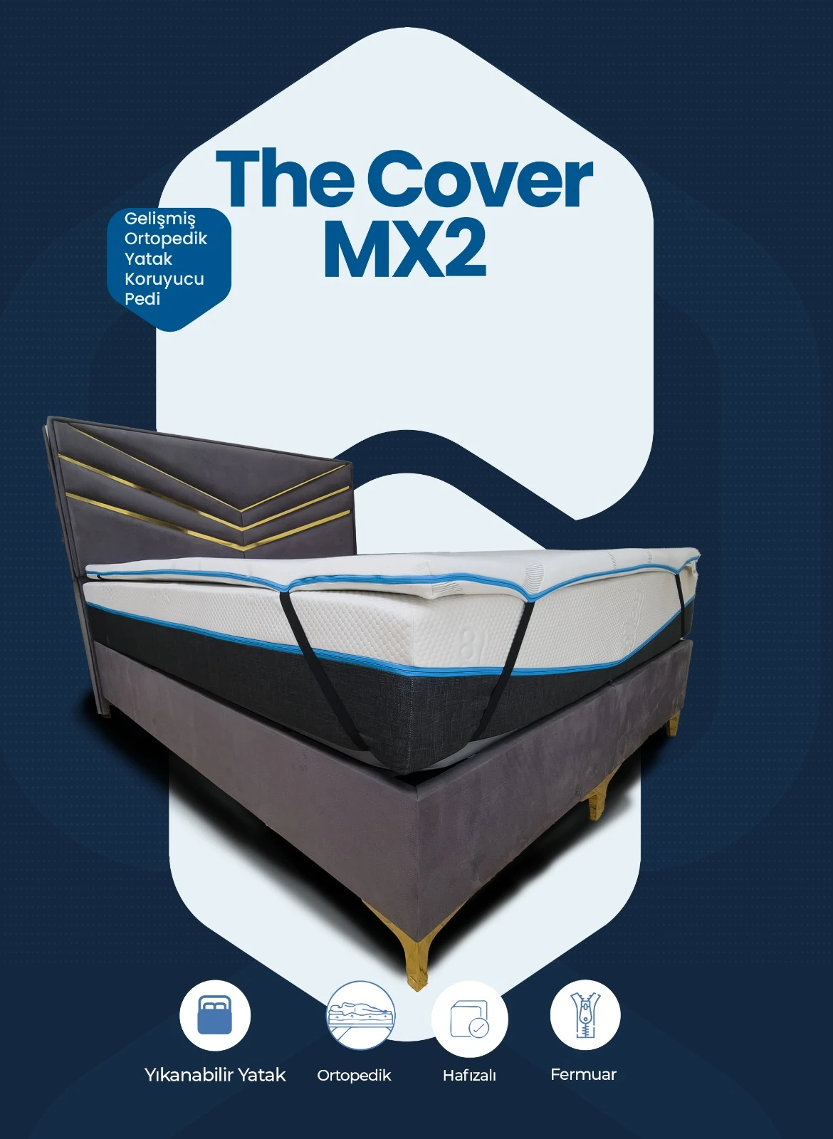 Cover MX2 Gelişmiş Ortopedik Soft Sünger Yatak Sertleştirici Yıkanabilir Fermuarlı Kılıf Yatak pedi image