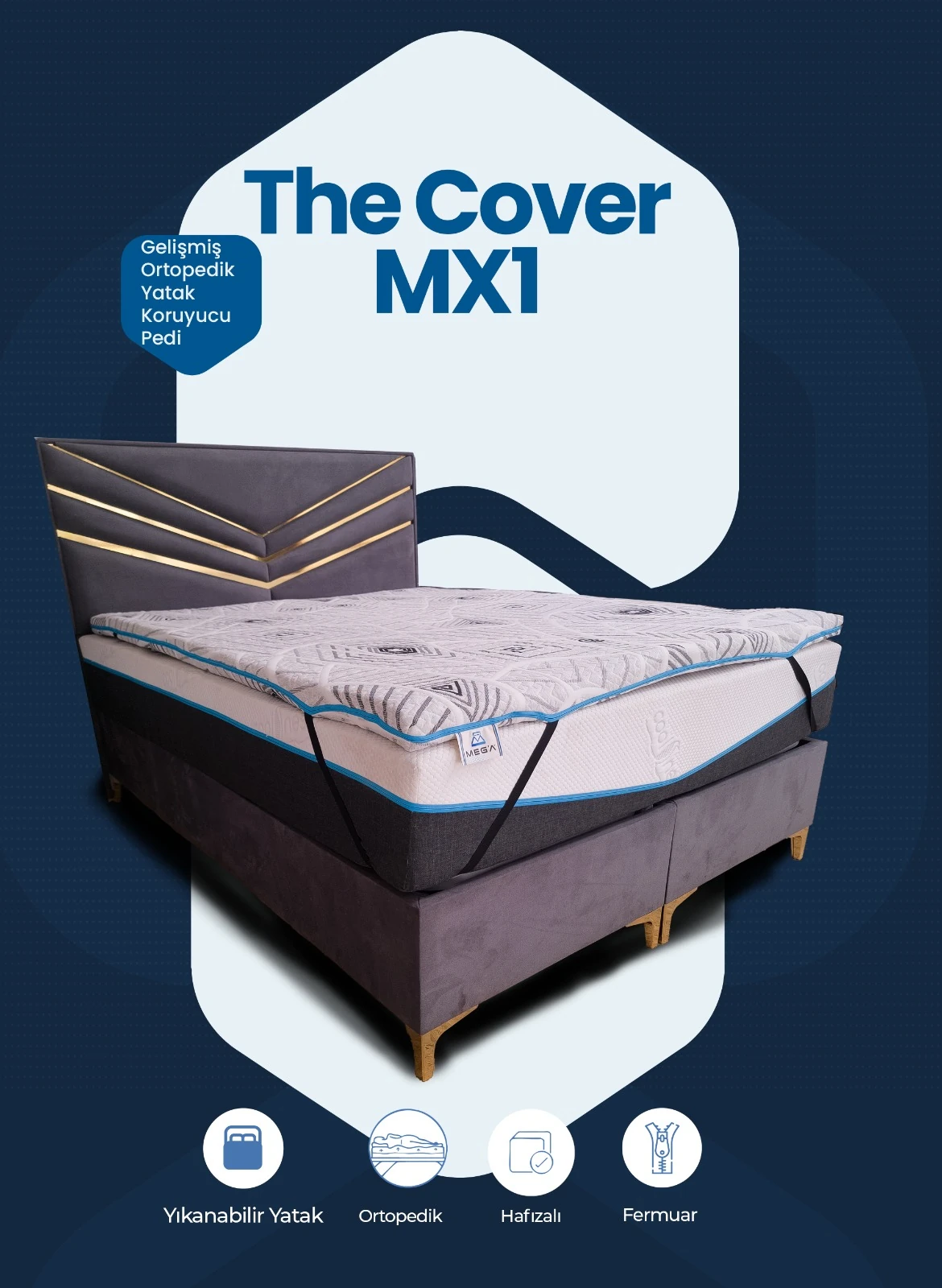 Cover MX1 Gelişmiş Ortopedik %100 Visco Sünger Yıkanabilir Fermuarlı Kılıf Yatak pedi