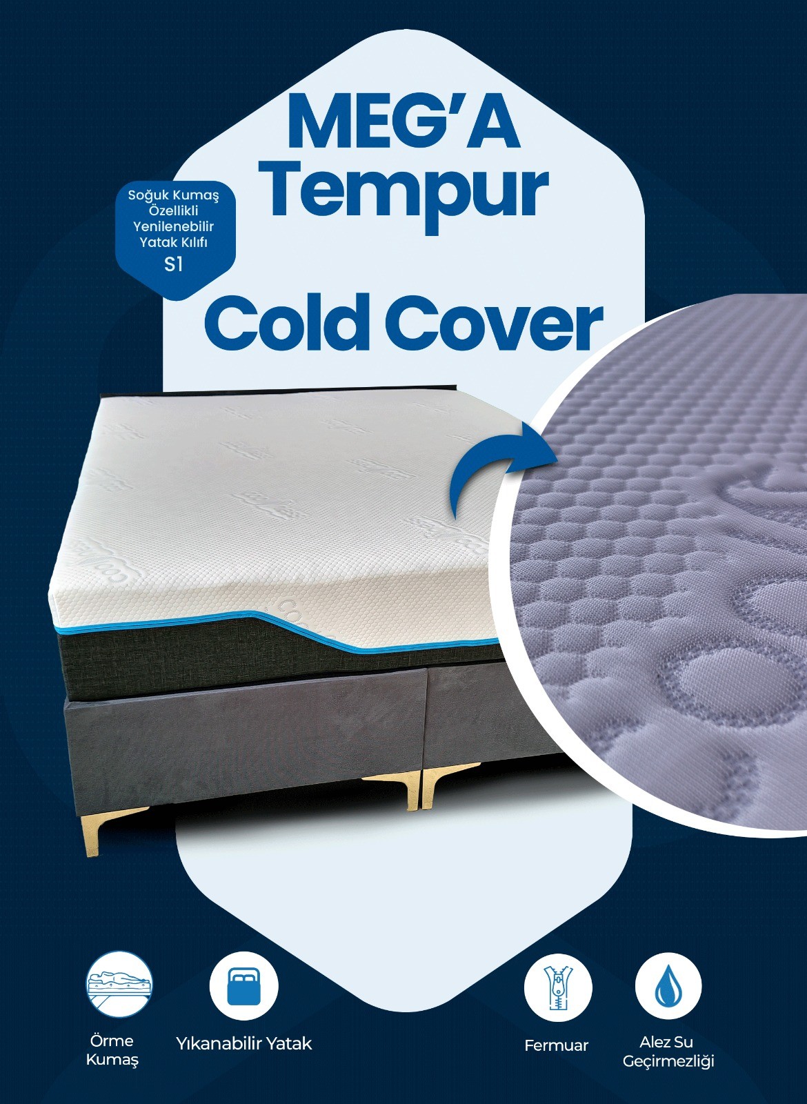 Meg'a Tempur Cold Cover S1 140X200 (YATAK KILIFI) image