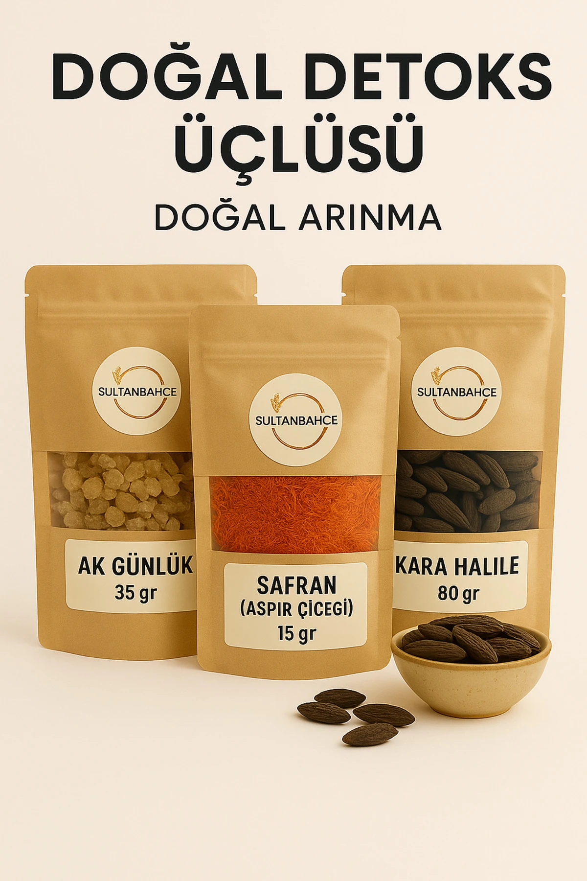 Akgünlük- Kara Halile- Safran (Yerli) - Detoks Seti - Doğal Bitki Çayı