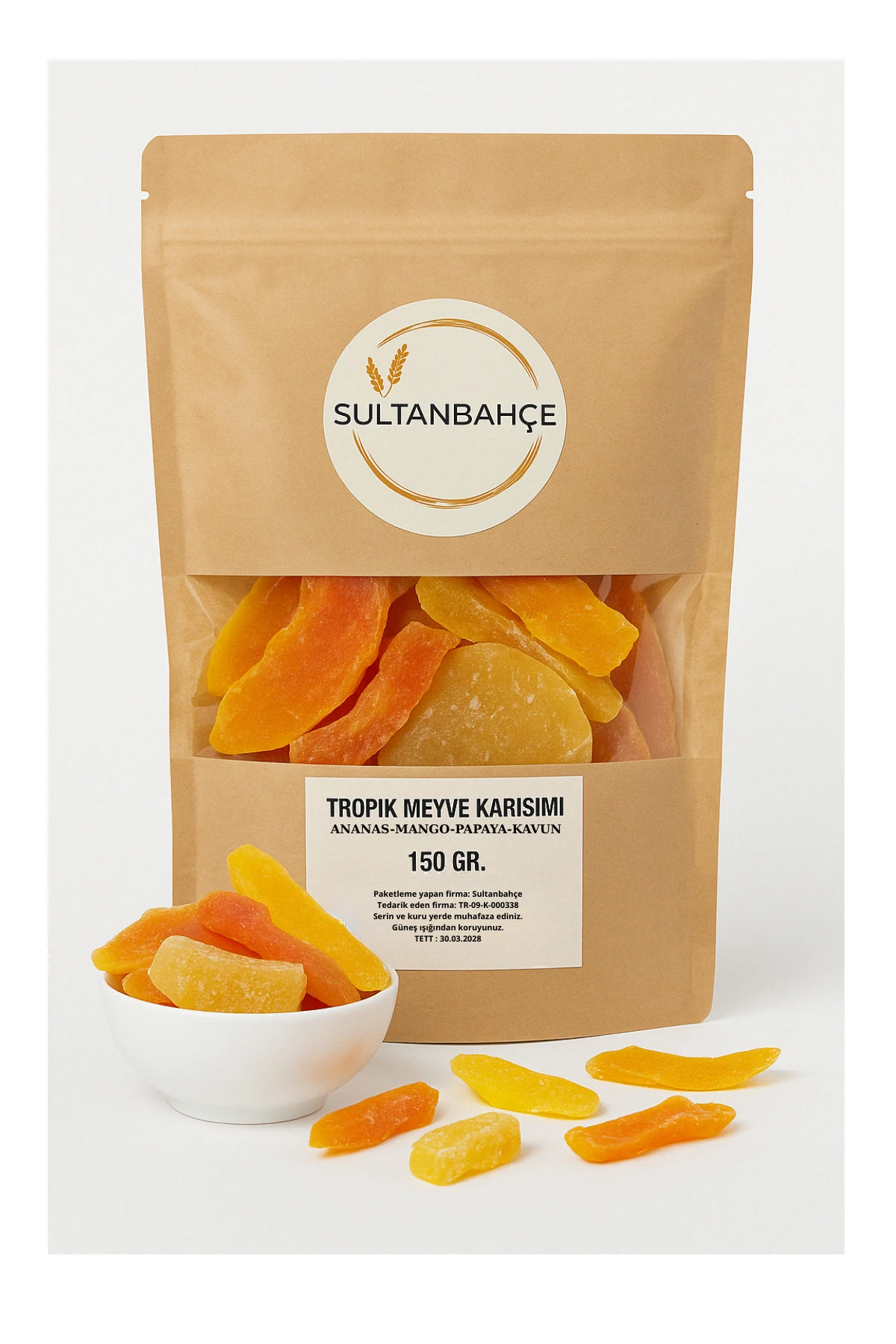 Kuru Meyve 150 gr | Tropikal Karışık Kuru Meyve | Papaya | Ananas | Kavun | Mango | Atıştırmalık