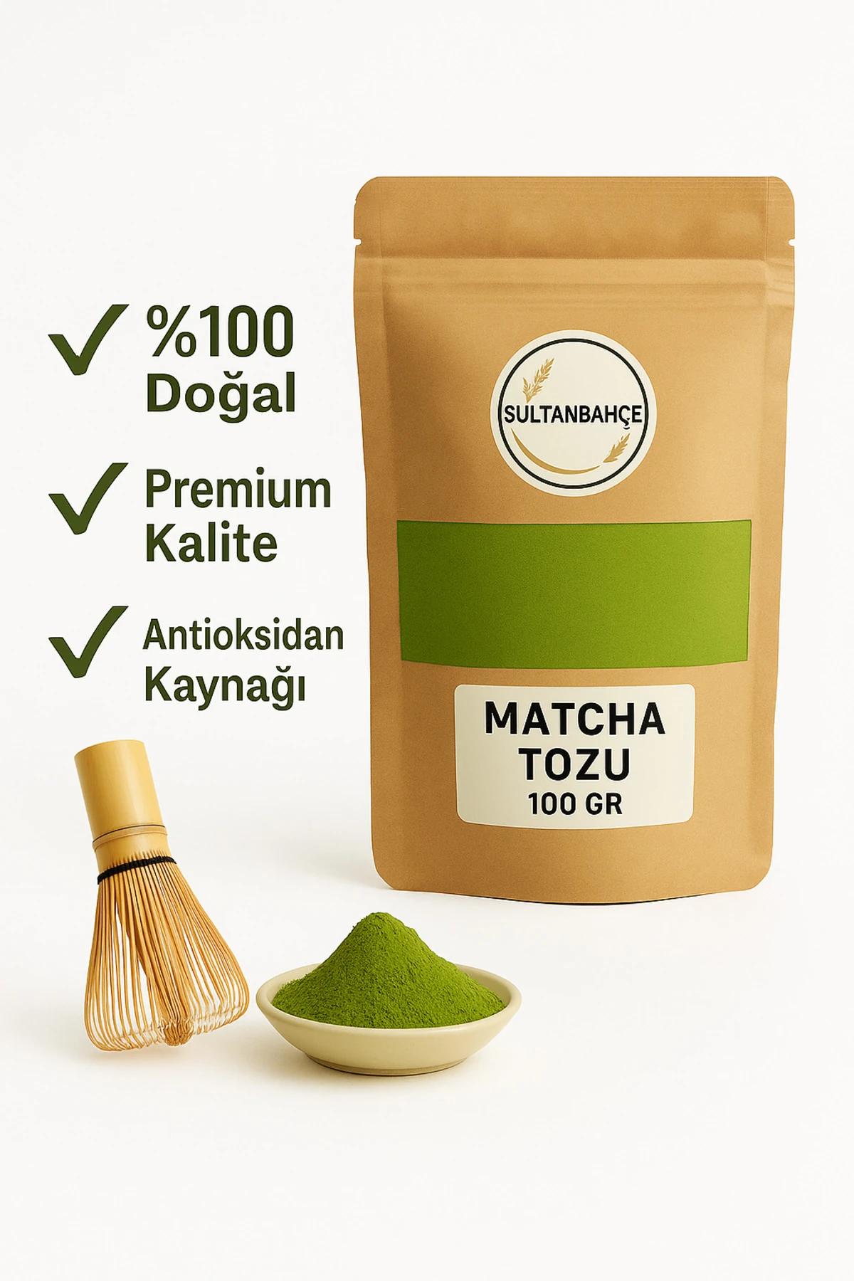 Matcha Tozu  50 gr ve 100 Gr  Seçenekleri ile - %100 Saf Matcha - Vegan - Katkısız, Koruyucusuz, Antioksidan Açısından Zengin