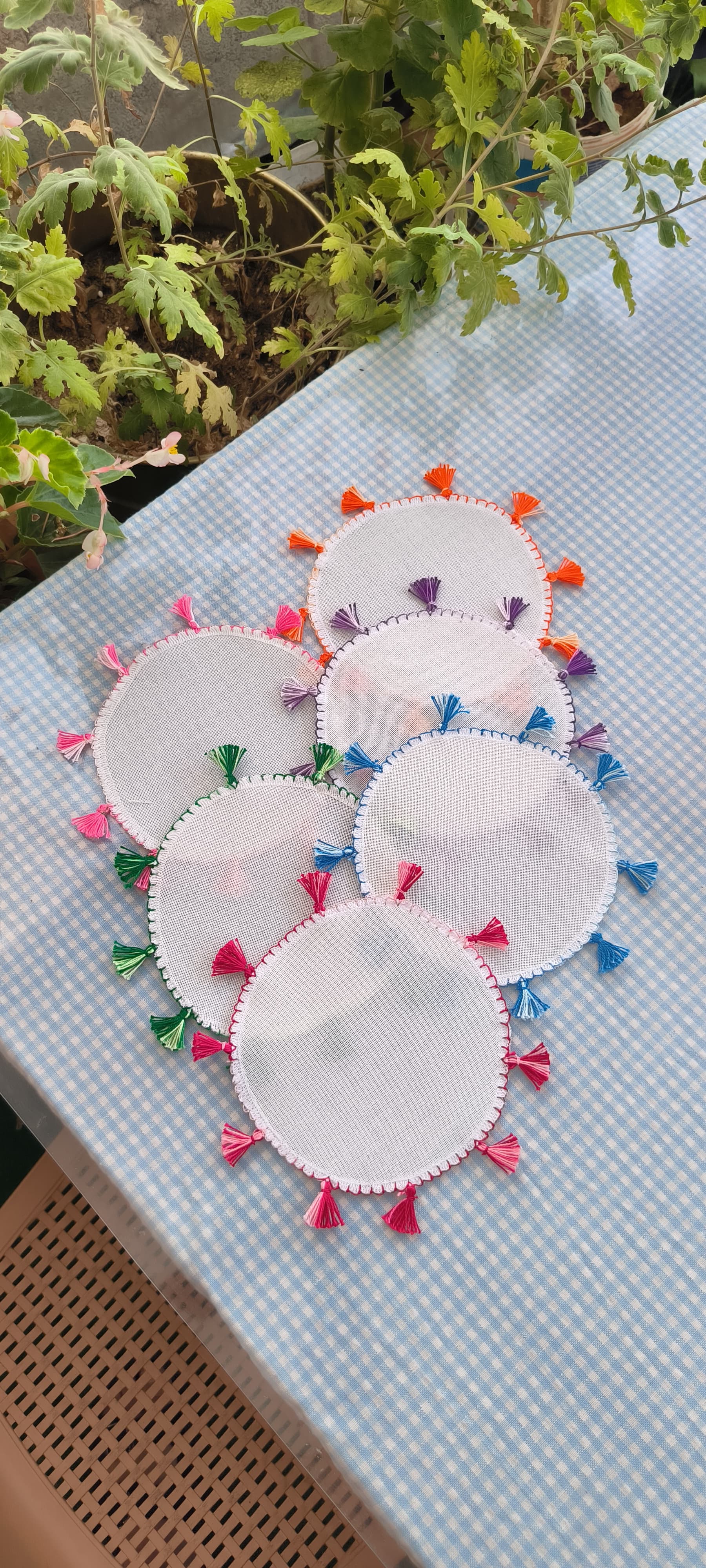 Sunum peçetesi/ 6 adet renkli 15cm kumaş çap 
