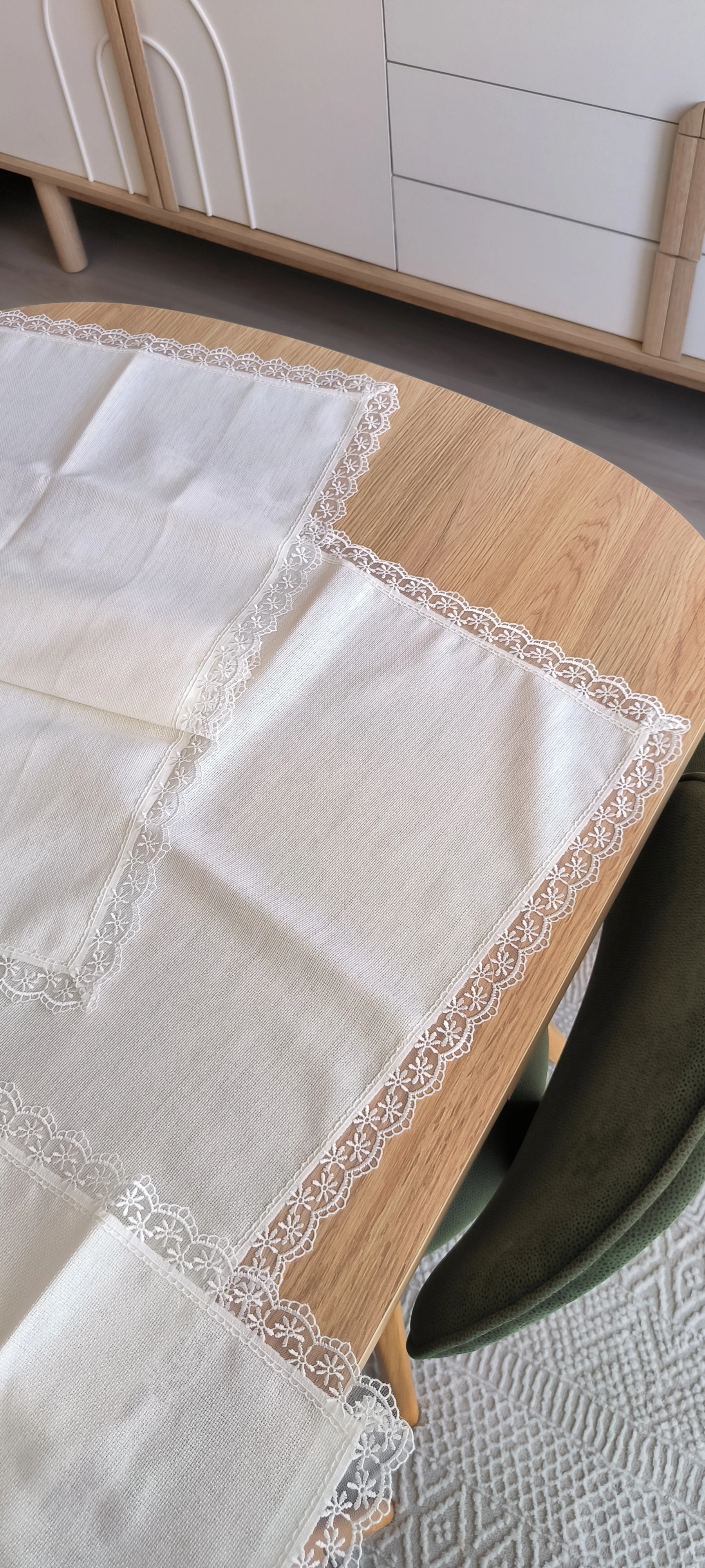 İşlenebilir salon takımı/ krem etuval linen 