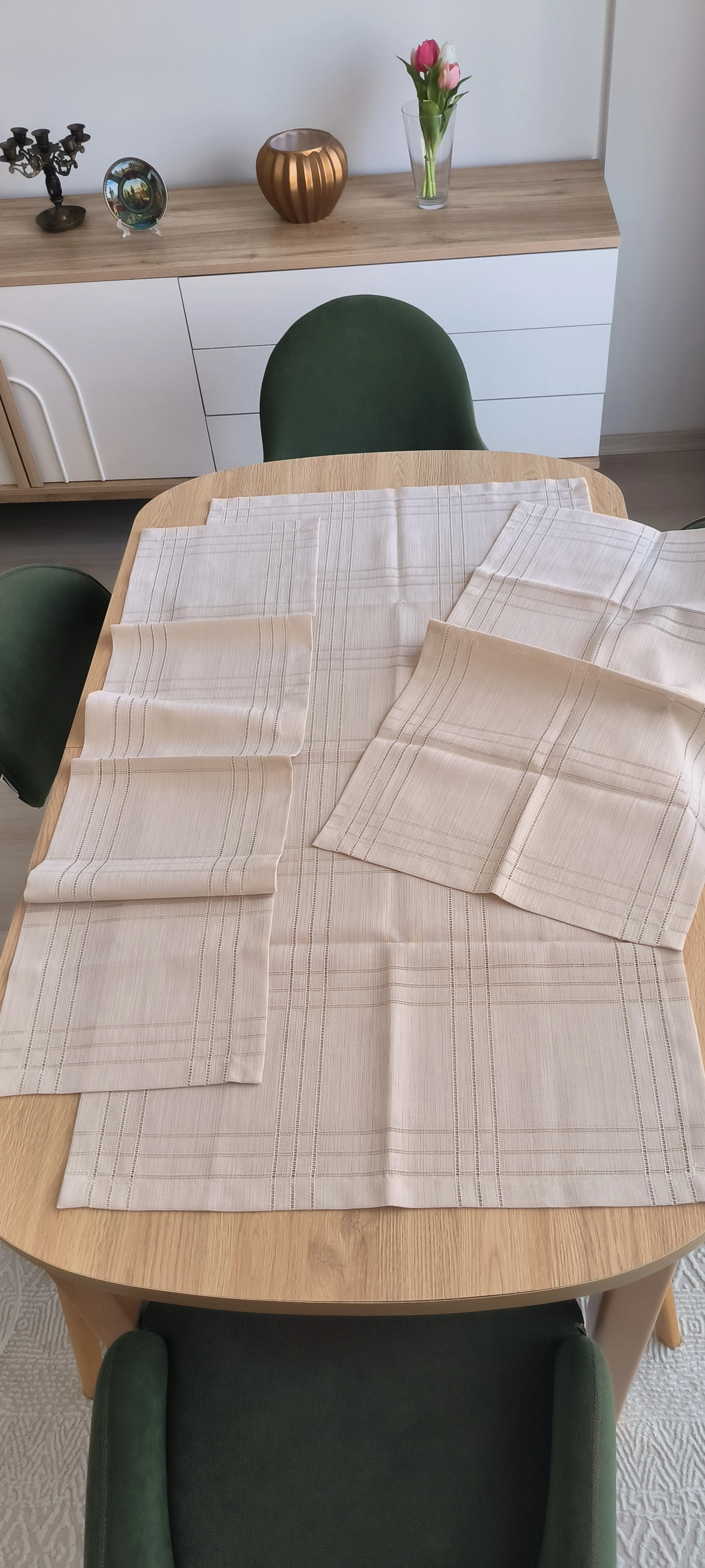 Botanik keten salon takımı  / Kendinden nakışlı bej 