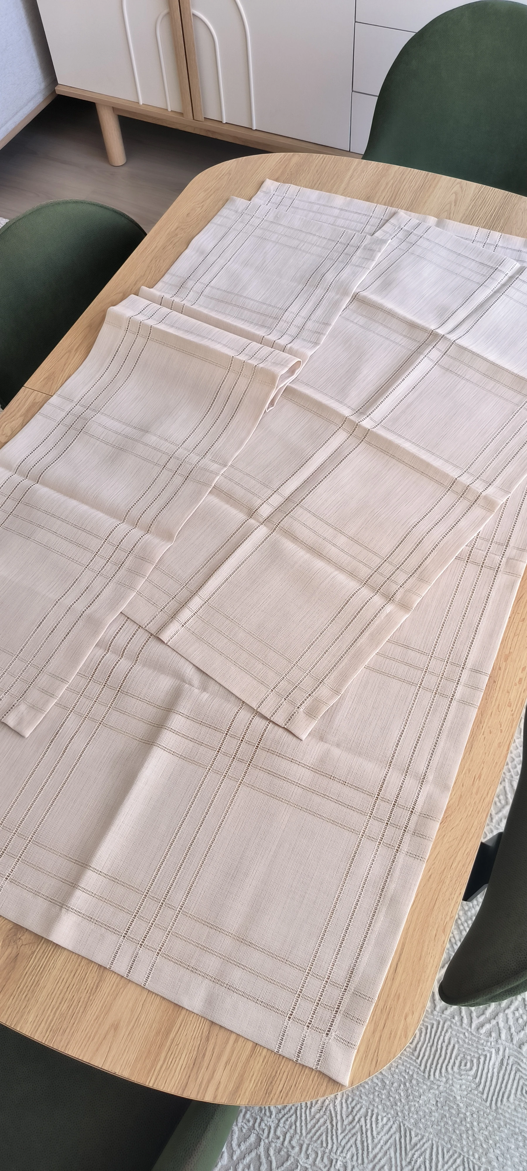 Botanik keten salon takımı  / Kendinden nakışlı bej 