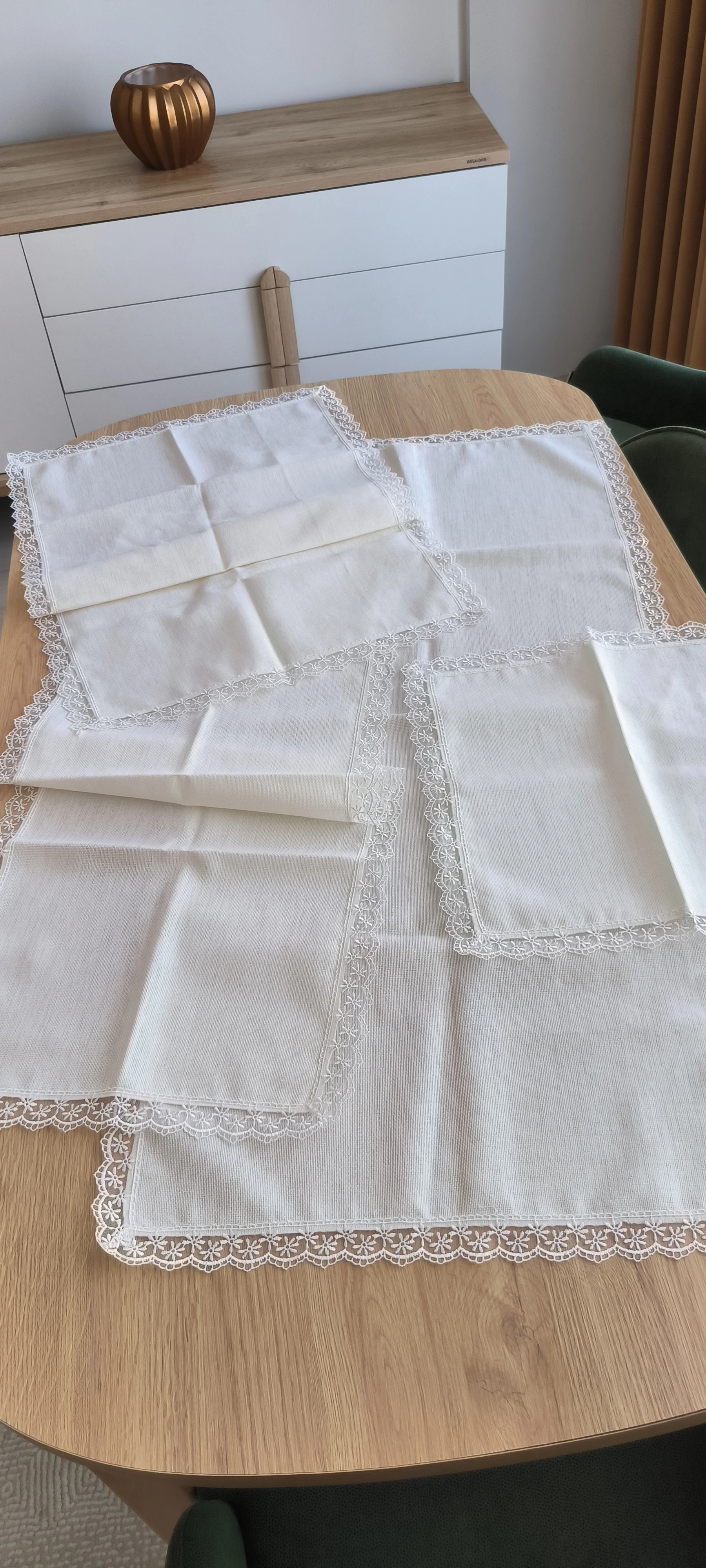 İşlenebilir salon takımı/ krem etuval linen 