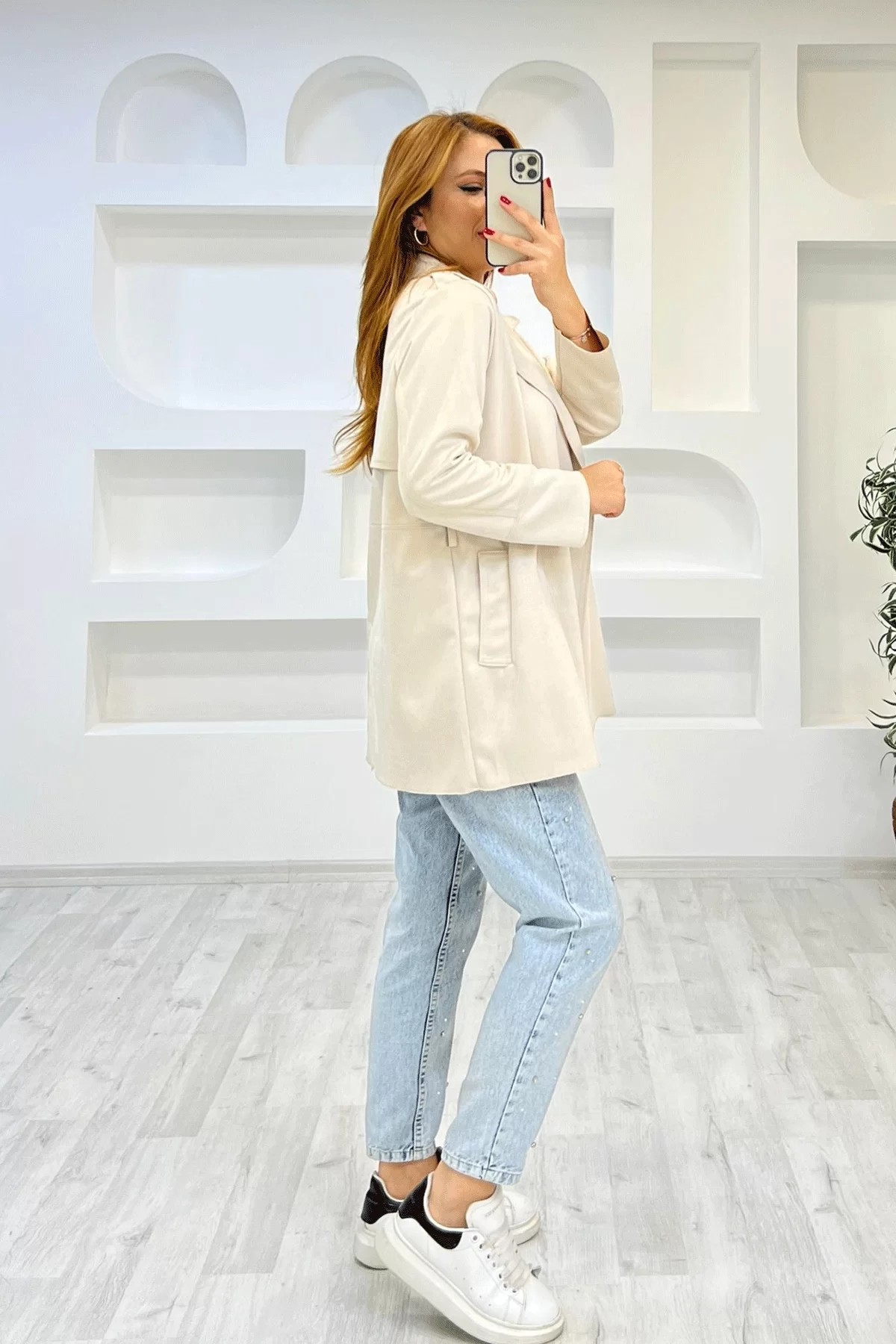 Zara Süet Ekru Trenç