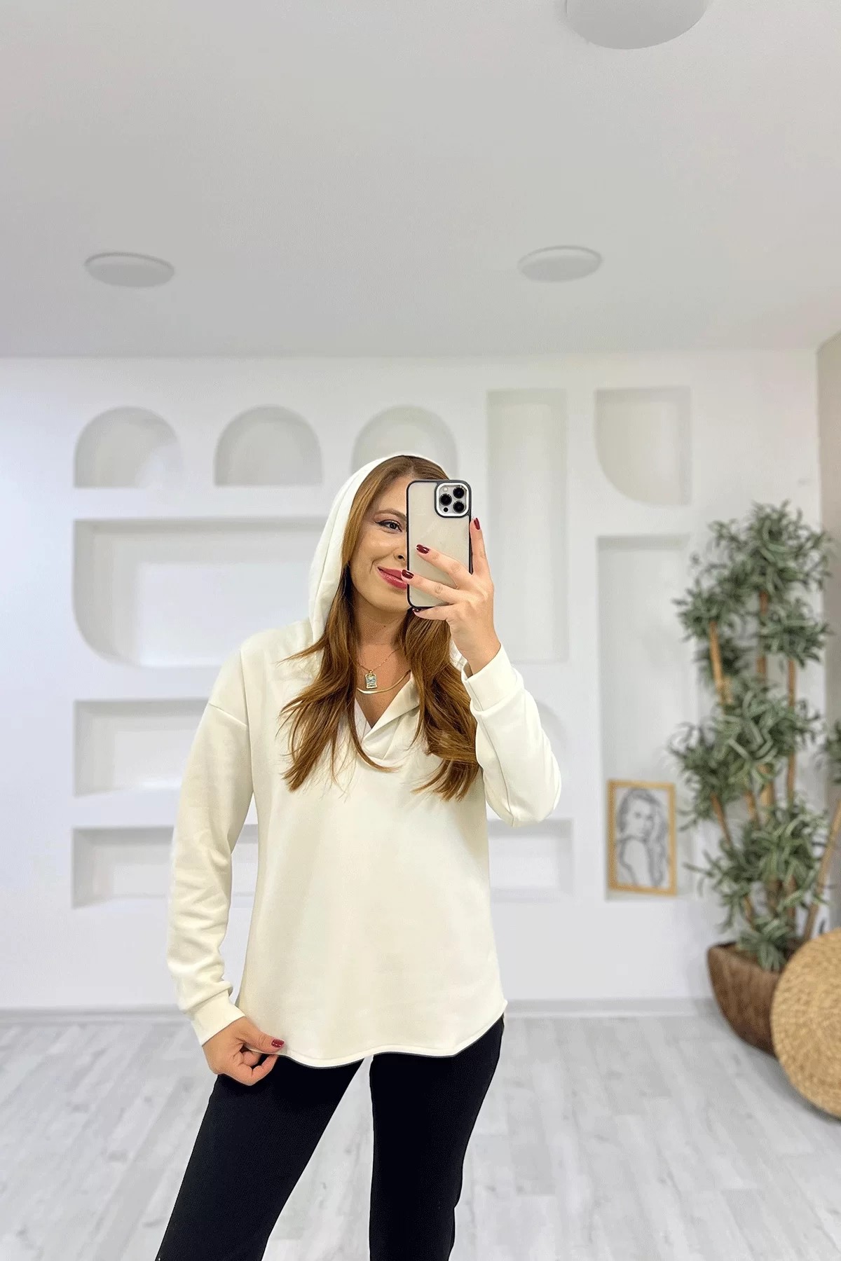 Scuba Kumaş Ekru Sweatshirt