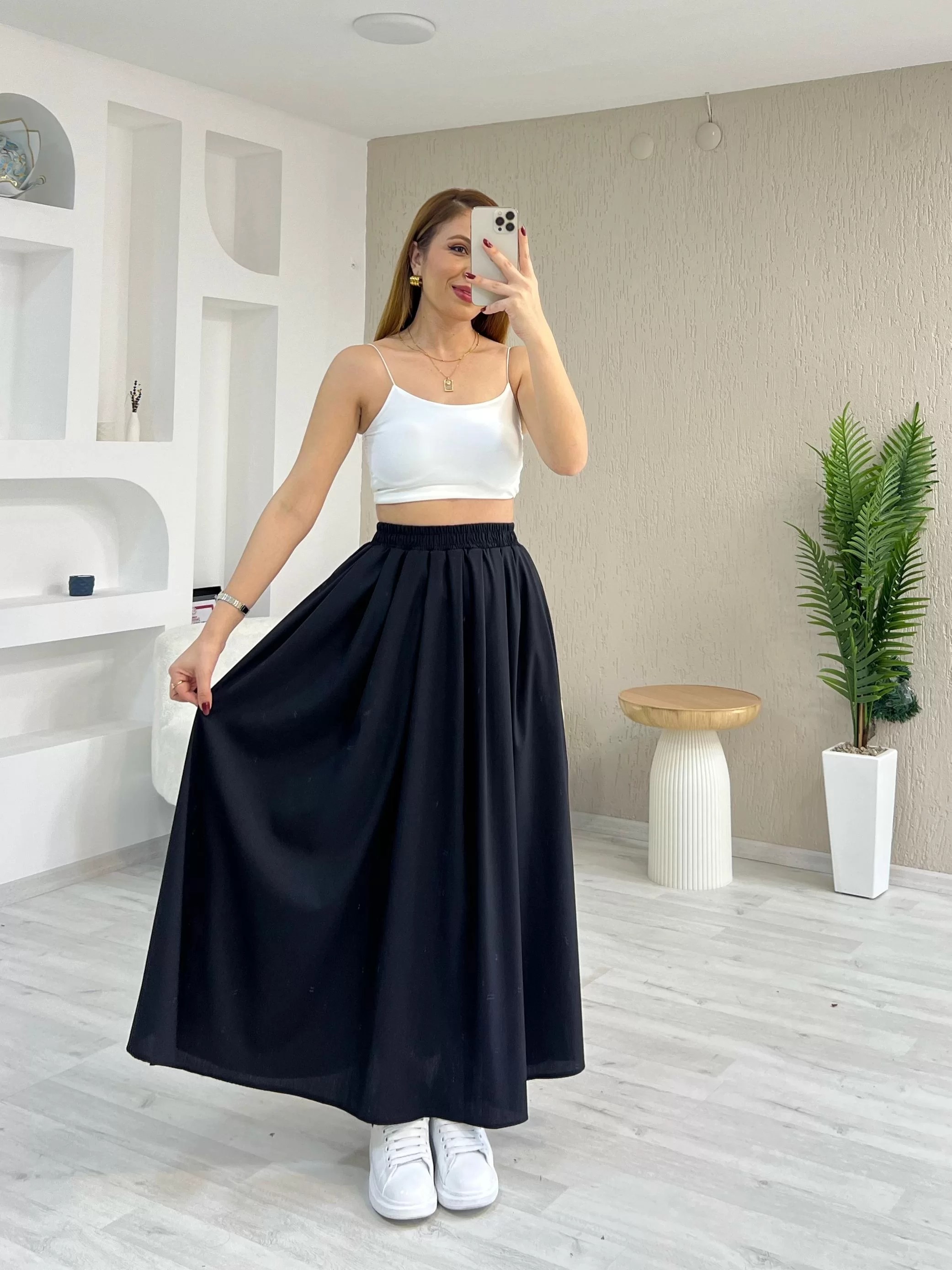 Poplin Cepli Etek Siyah