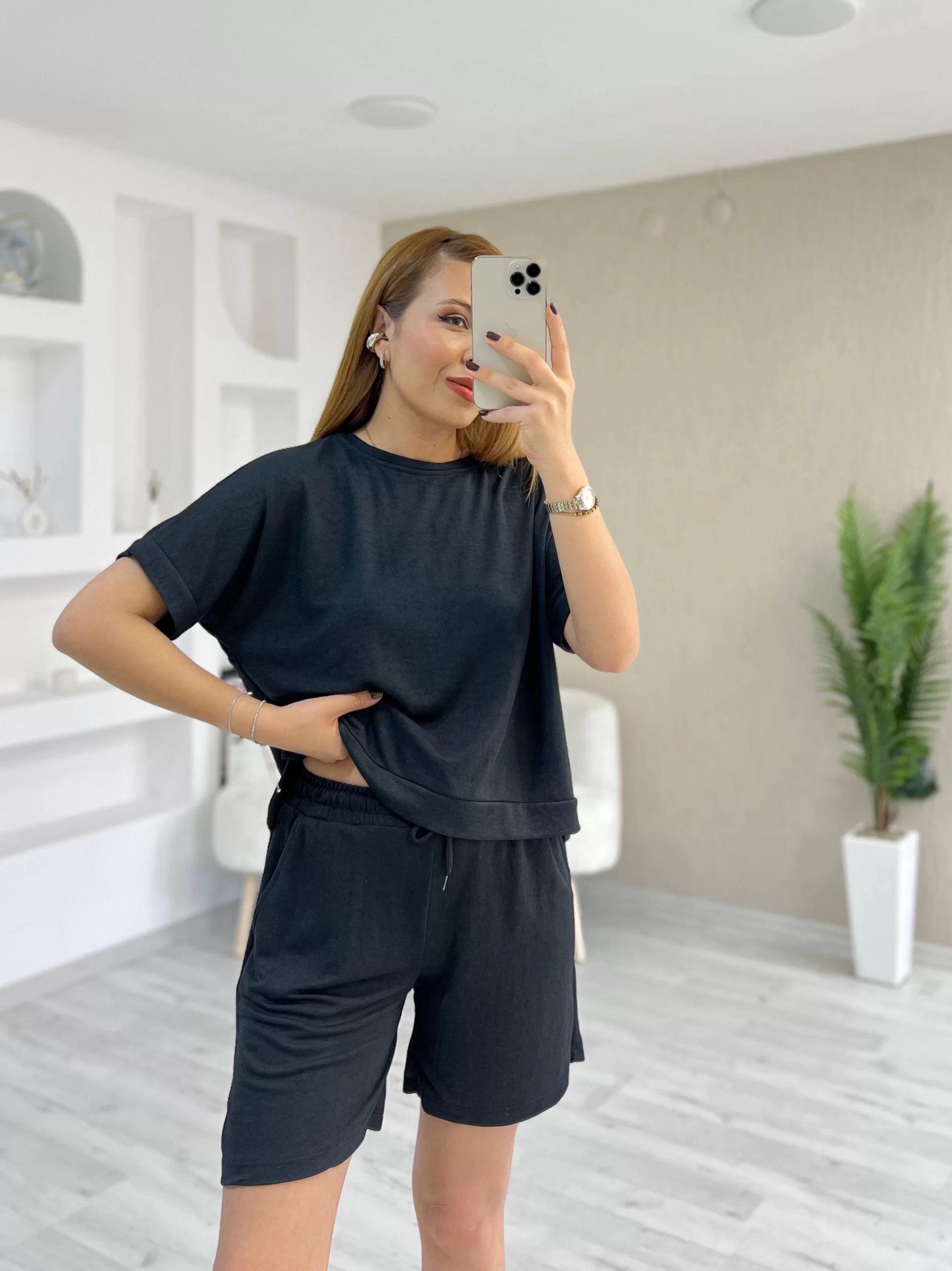 Pike Modal Kumaş Şortlu Takım Siyah