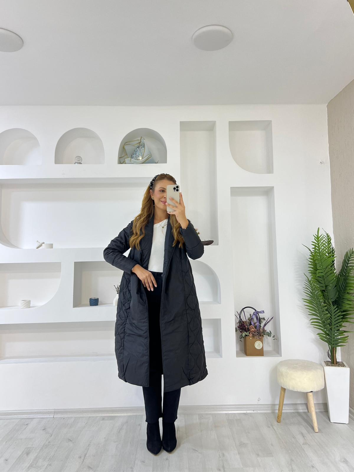 Kapitone Mont - Siyah