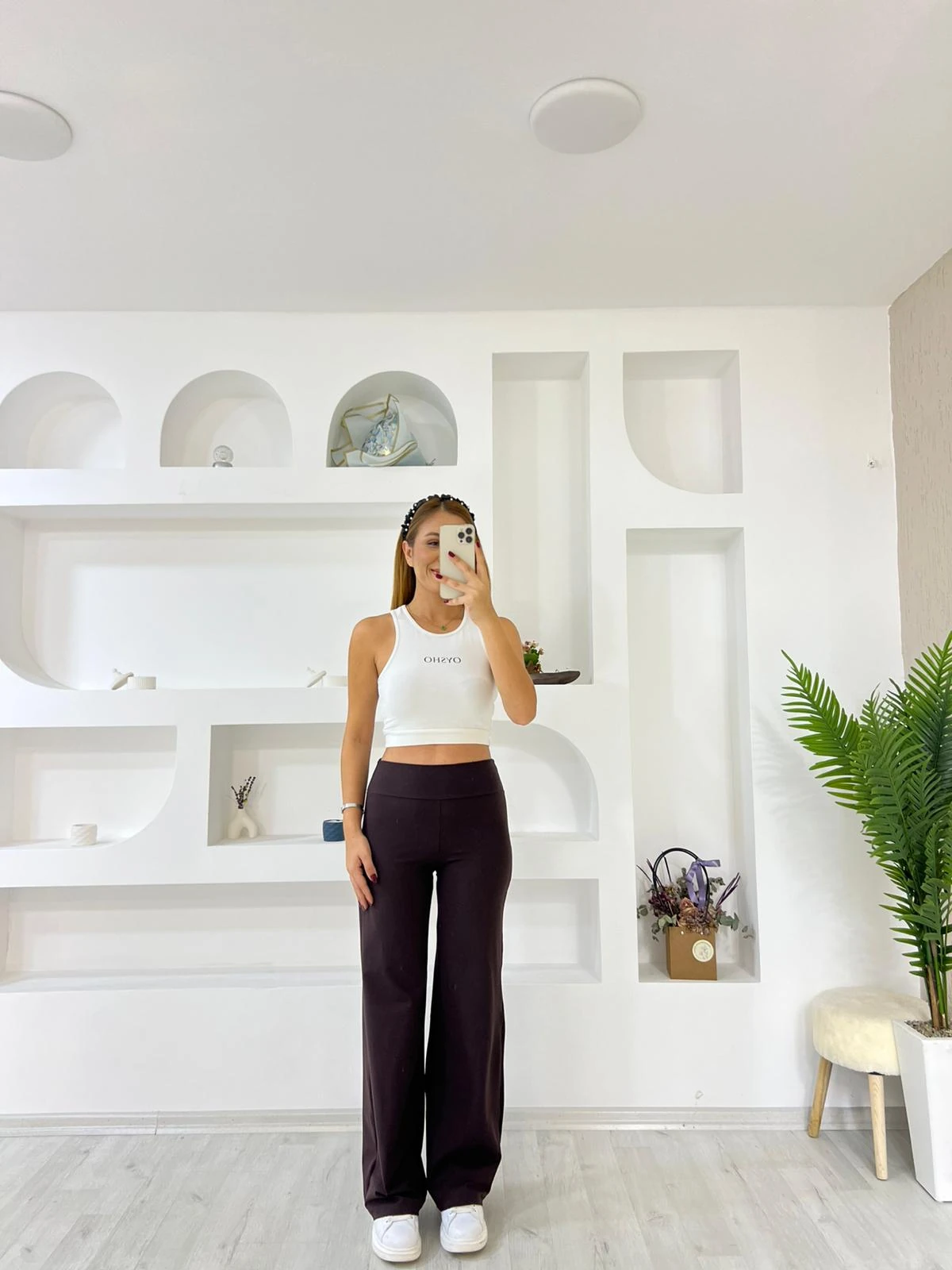 Oys Bol Paça Tayt Pantolon - Kahverengi