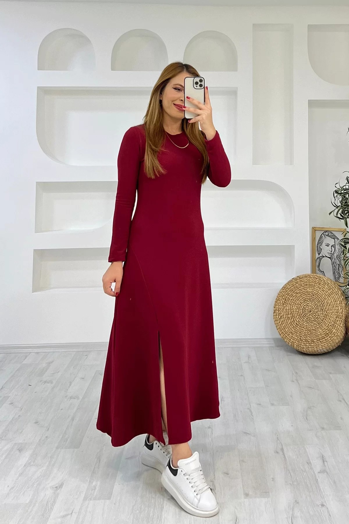 Ottoman Maxi Kırmızı Elbise