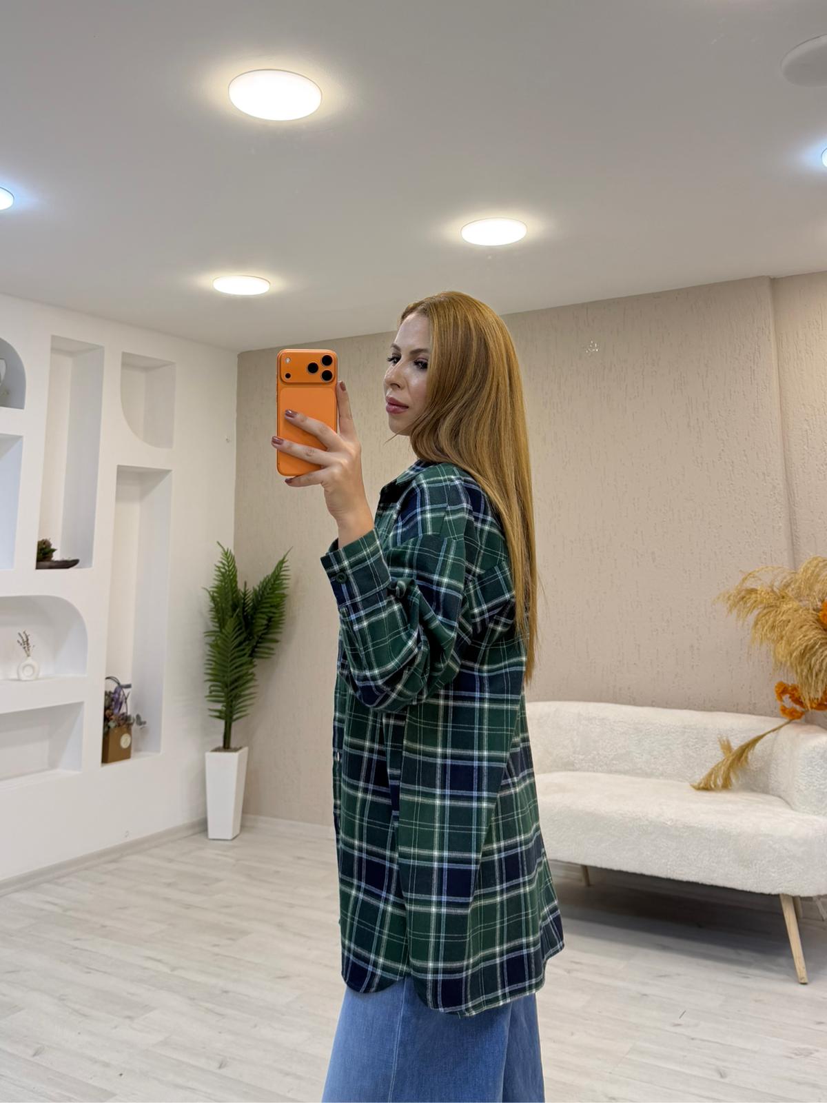 Ekose Pamuk Oversize Gömlek