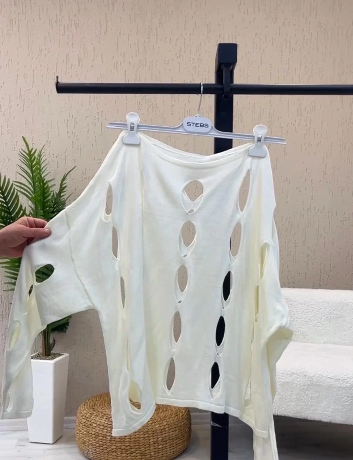 Damla Detaylı Bluz Krem
