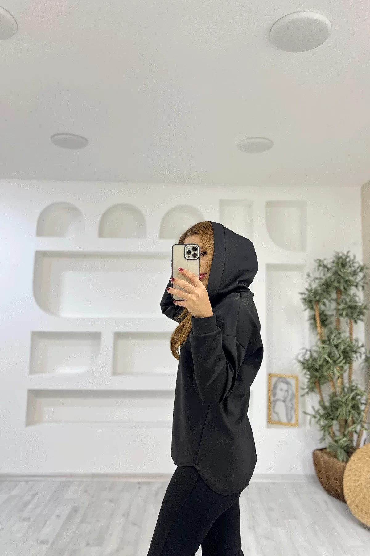 Scuba Kumaş Siyah Sweatshirt