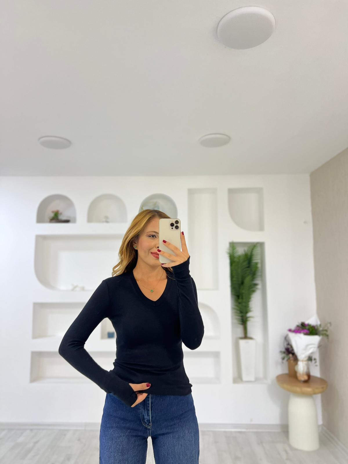 ( Ön Sipariş) Oysho Uzun Kol Bluz - Siyah