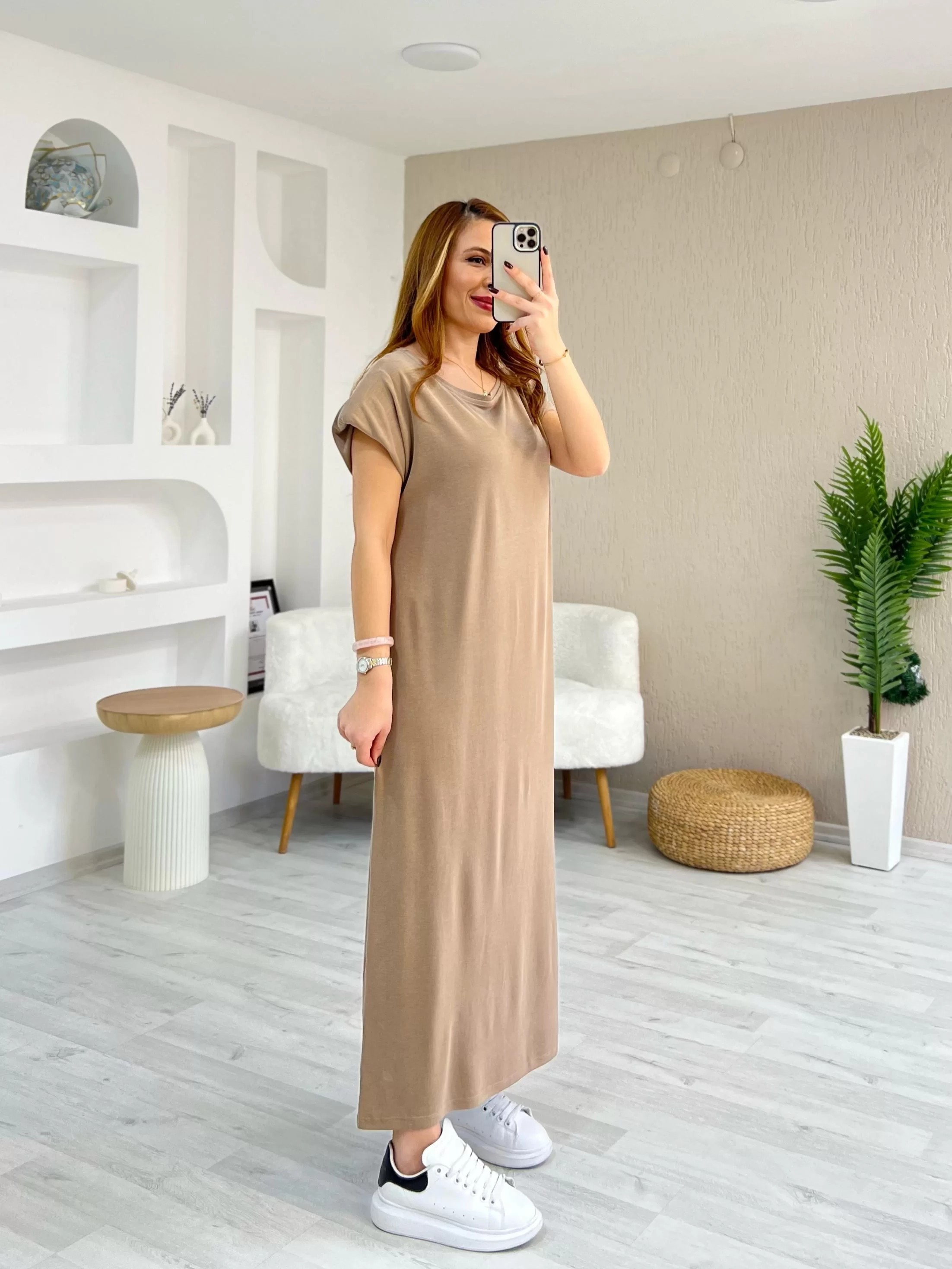 Oysho Vatkalı Pike Elbise Bej